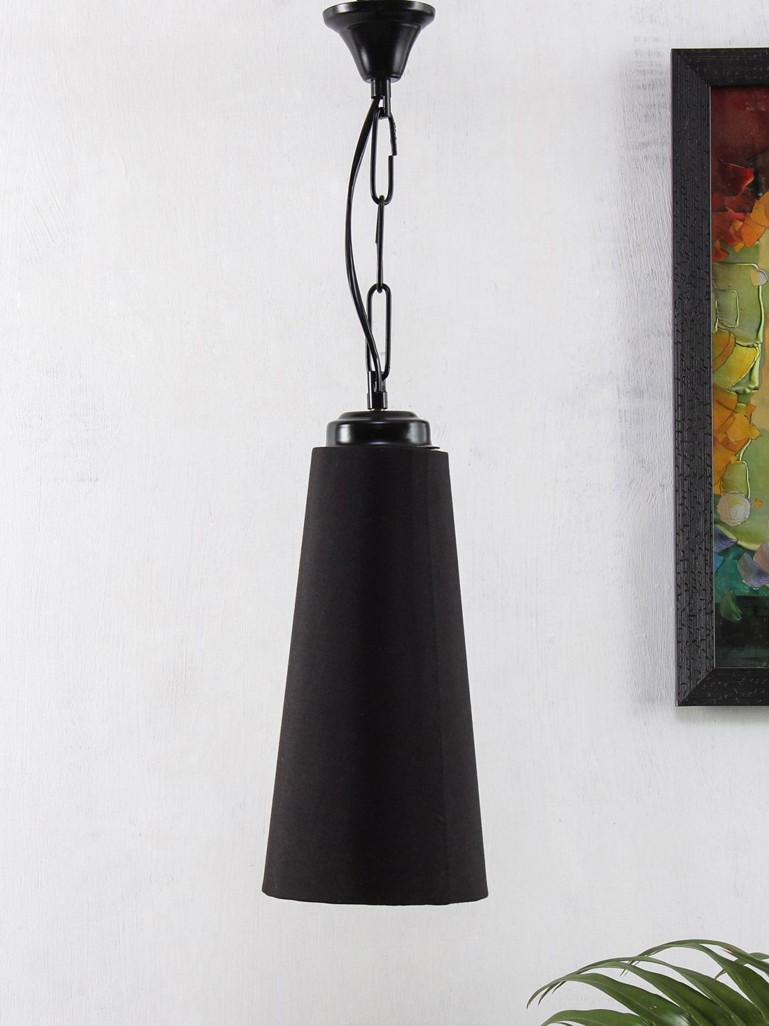 Devansh Maroon Solid Conical Hanging Lamp Price in India