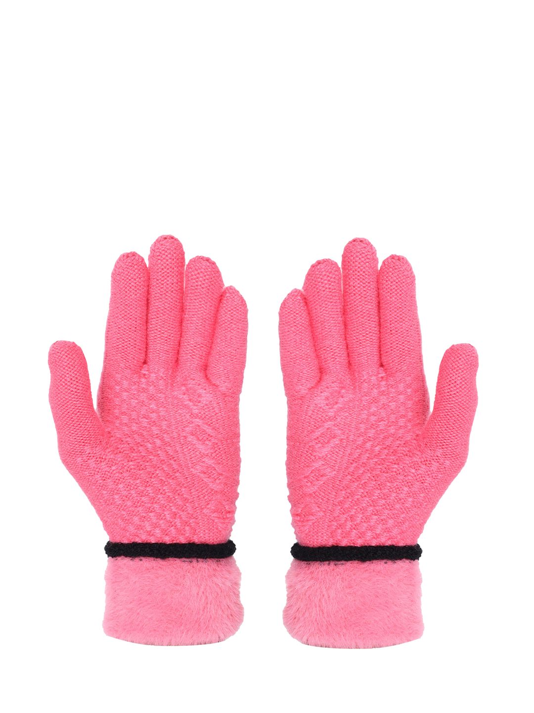 FabSeasons Women Acrylic Pink Self-design Embellished Knitted Gloves Price in India