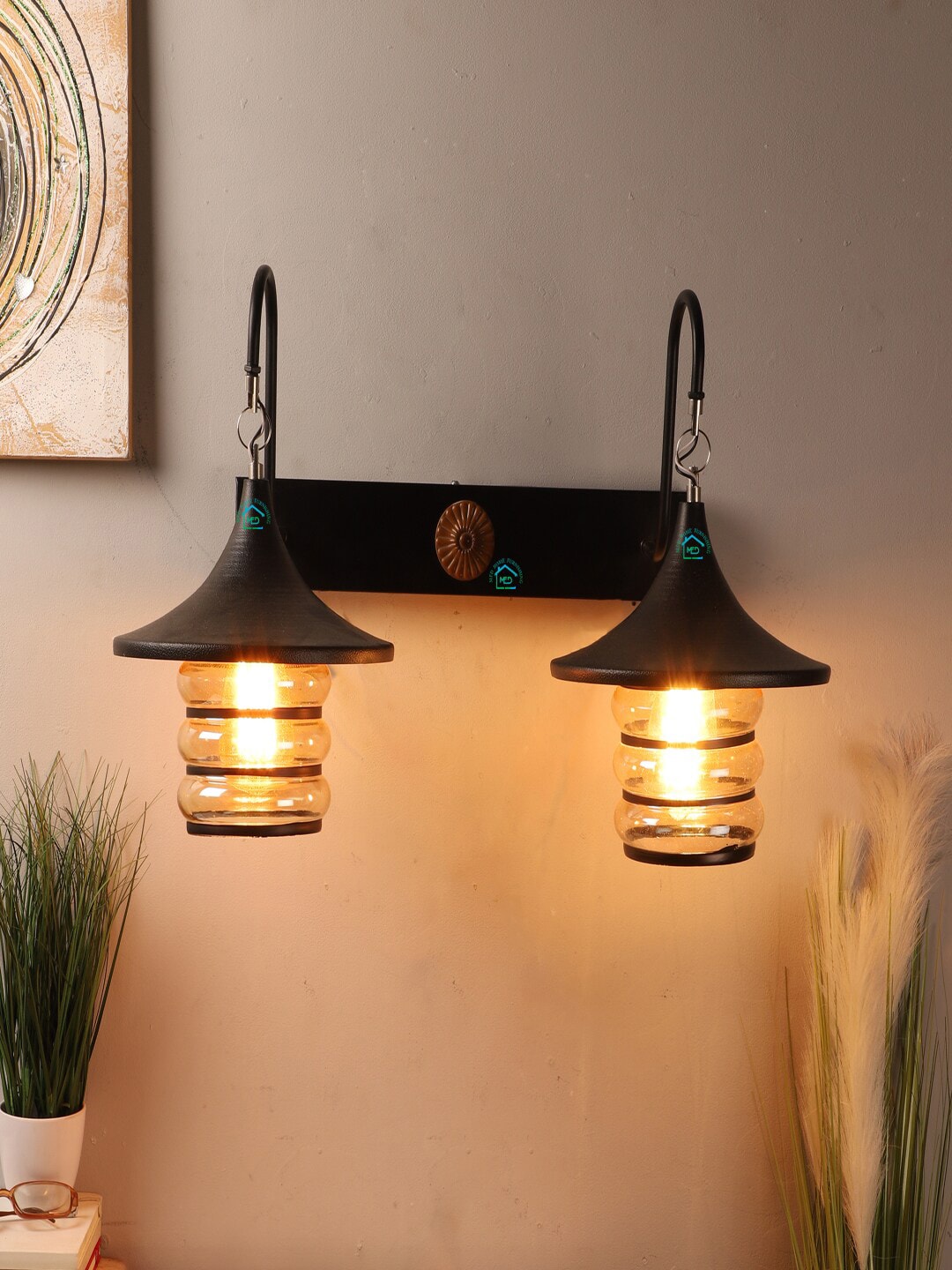 MFD HOME FURNISHING Black Solid Barn Lights Price in India