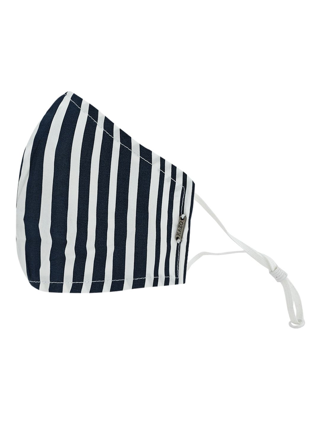 Kazo Women White & Black Striped 2-Ply Striped Reusable Single Mask Price in India