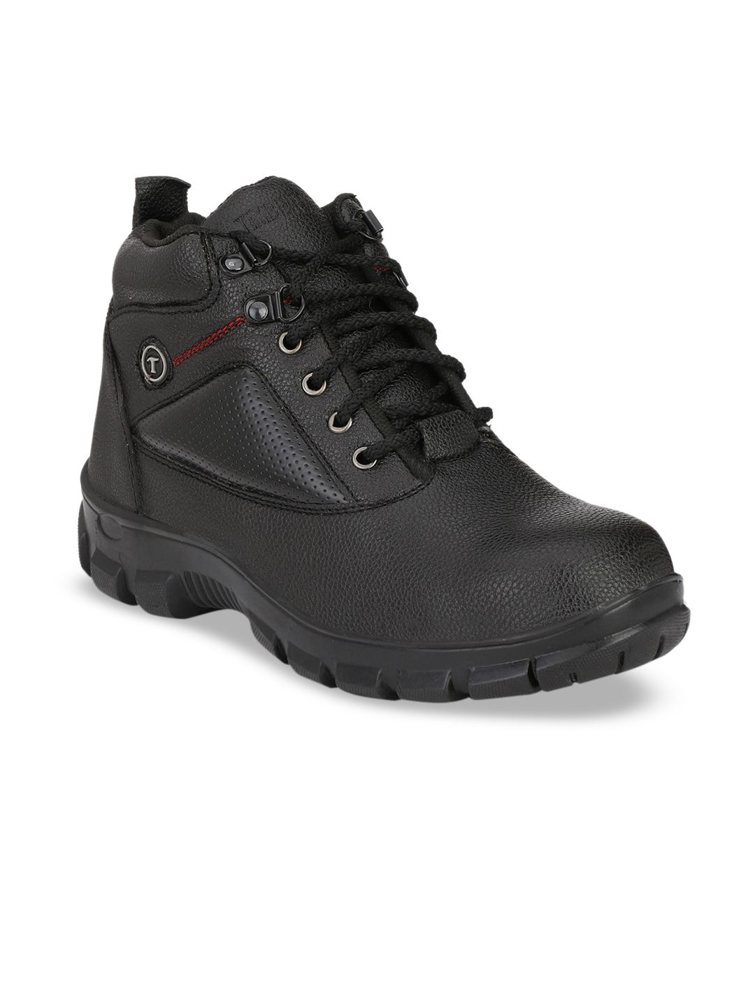 TimberWood Unisex Black Solid Synthetic Leather Mid-Top Trekking Shoes Price in India