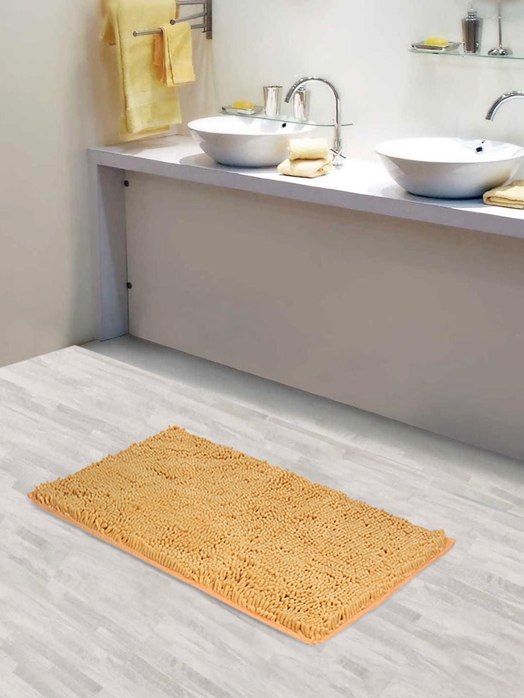 Lushomes Beige Solid Bath Rug Price in India