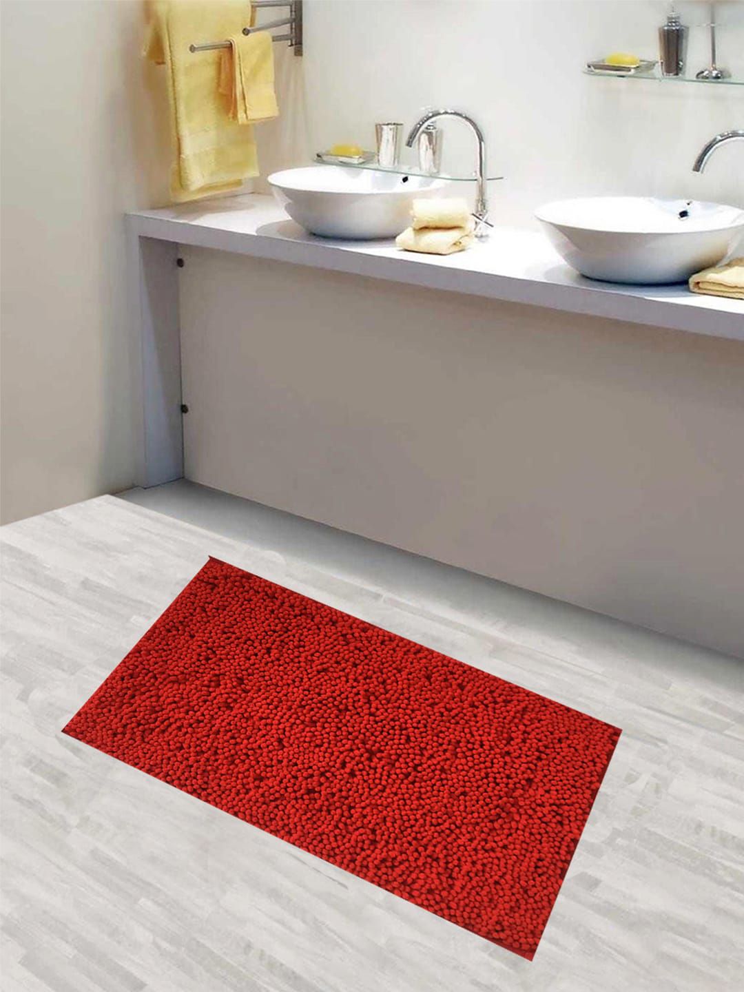 Lushomes Red Textured 2200 GSM Bath Rug Price in India