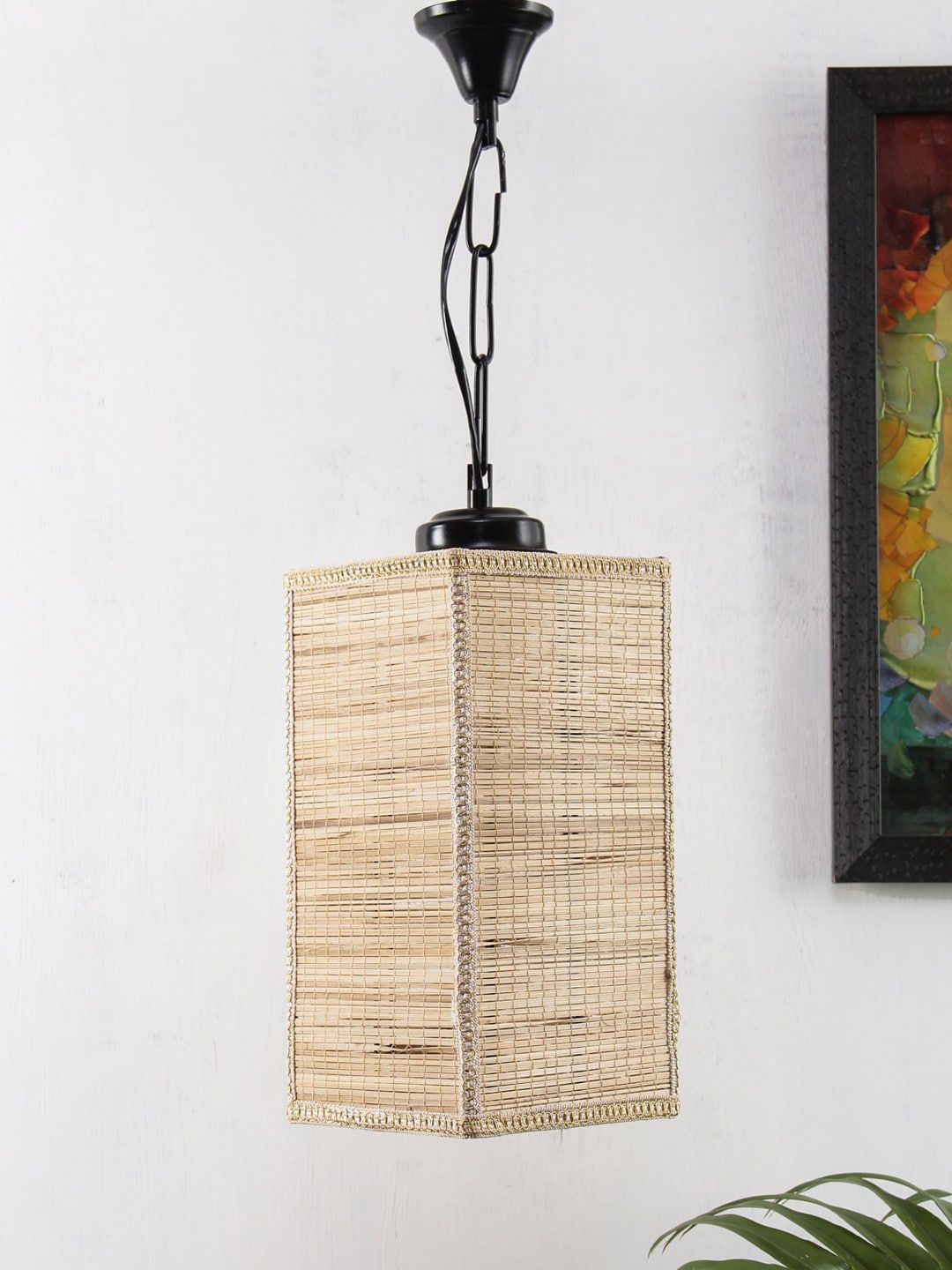 Devansh Beige Solid Hanging Lamp with Bulb Price in India