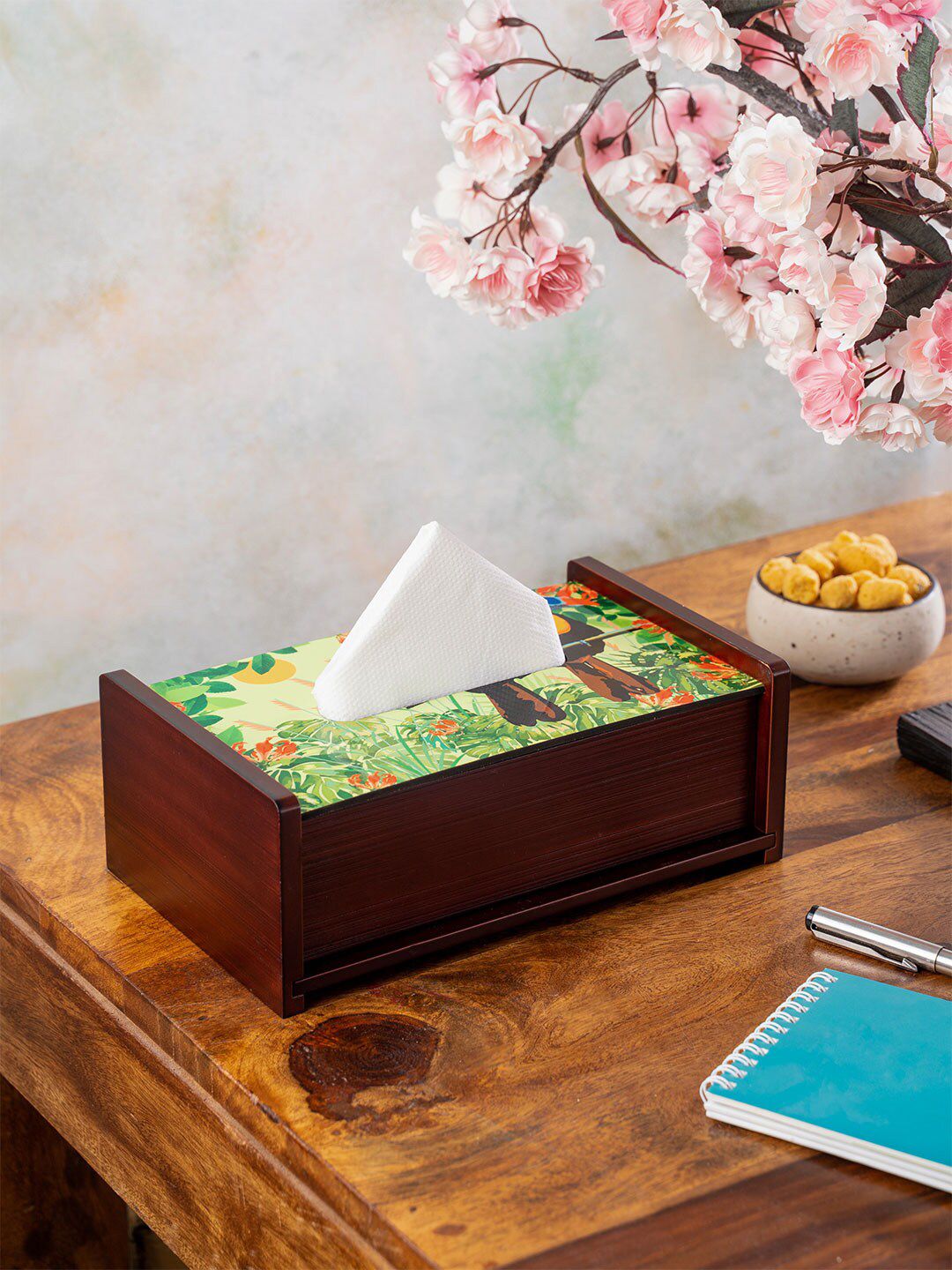 KOLOROBIA Brown & Green Tropical Rain Forest World Toucan Inspired Tissue Box Price in India