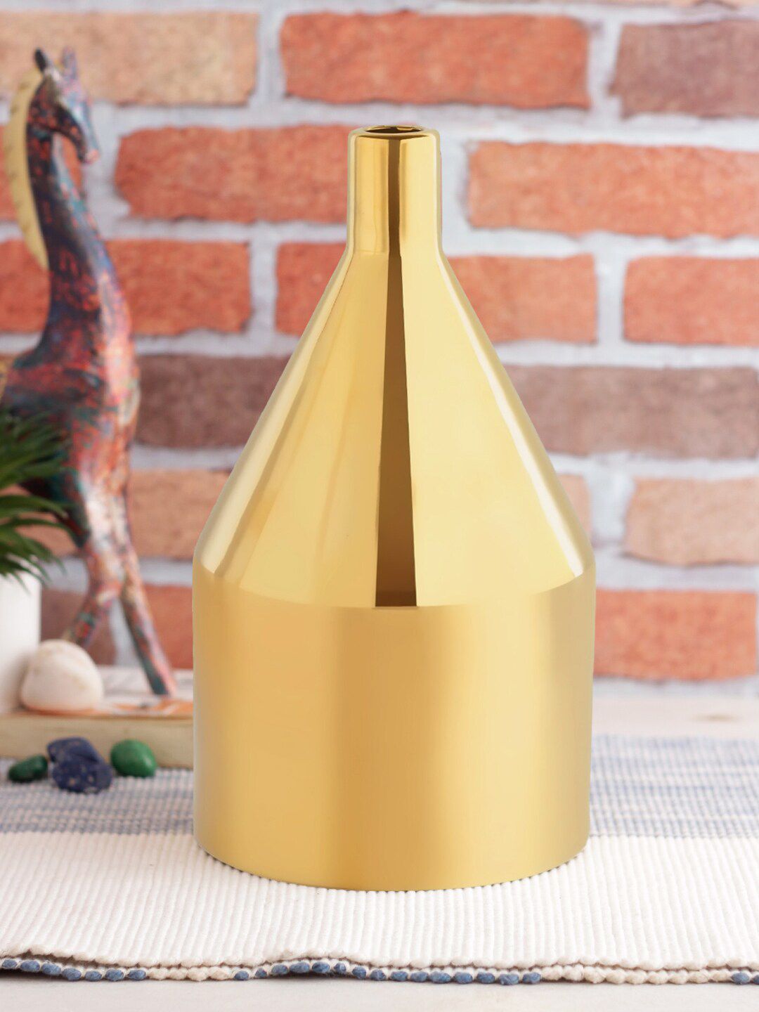 TAYHAA Gold-Toned Solid Ceramic Flower Vase Price in India