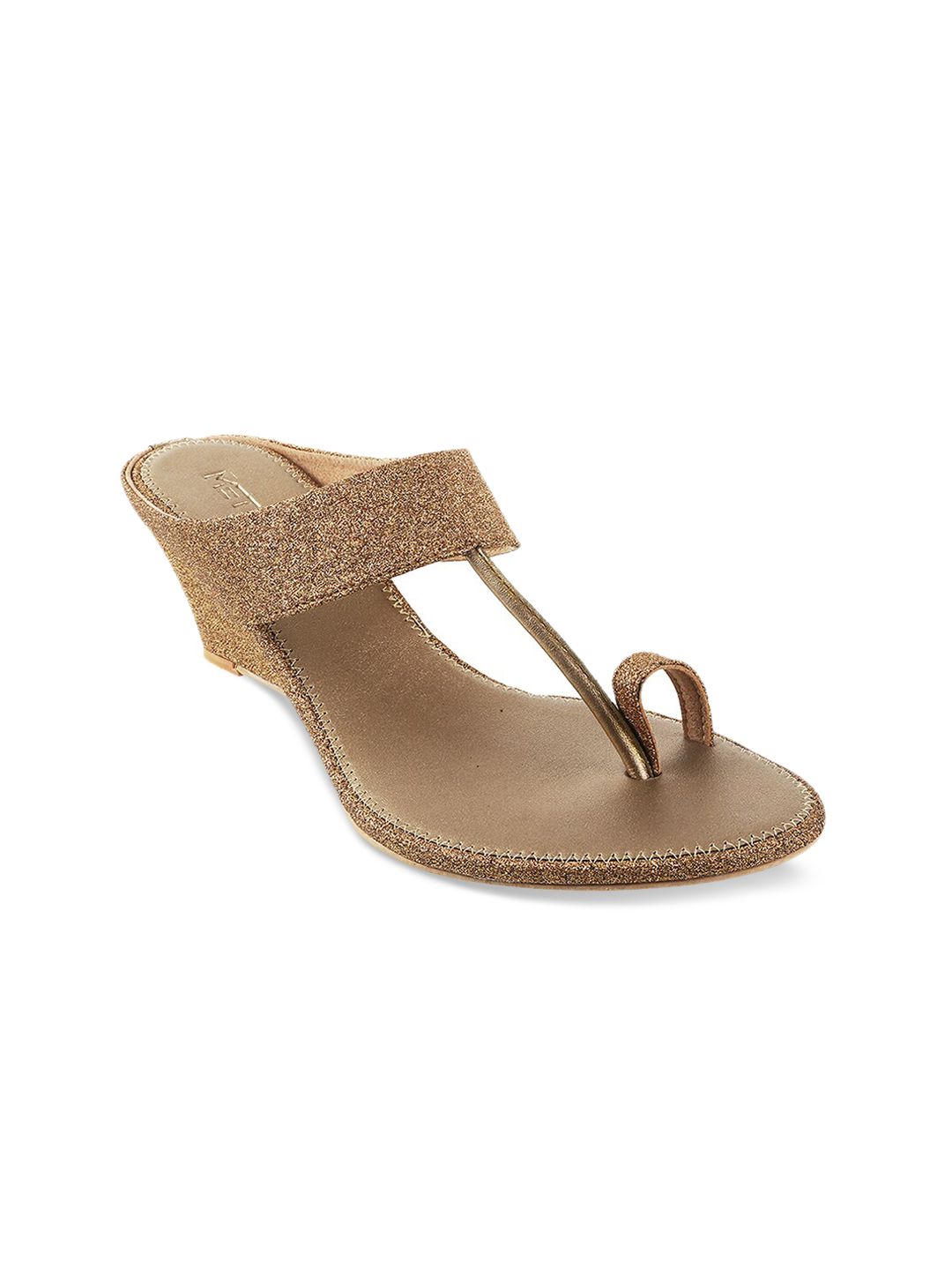 Metro Women Gold-Toned Embellished Wedges