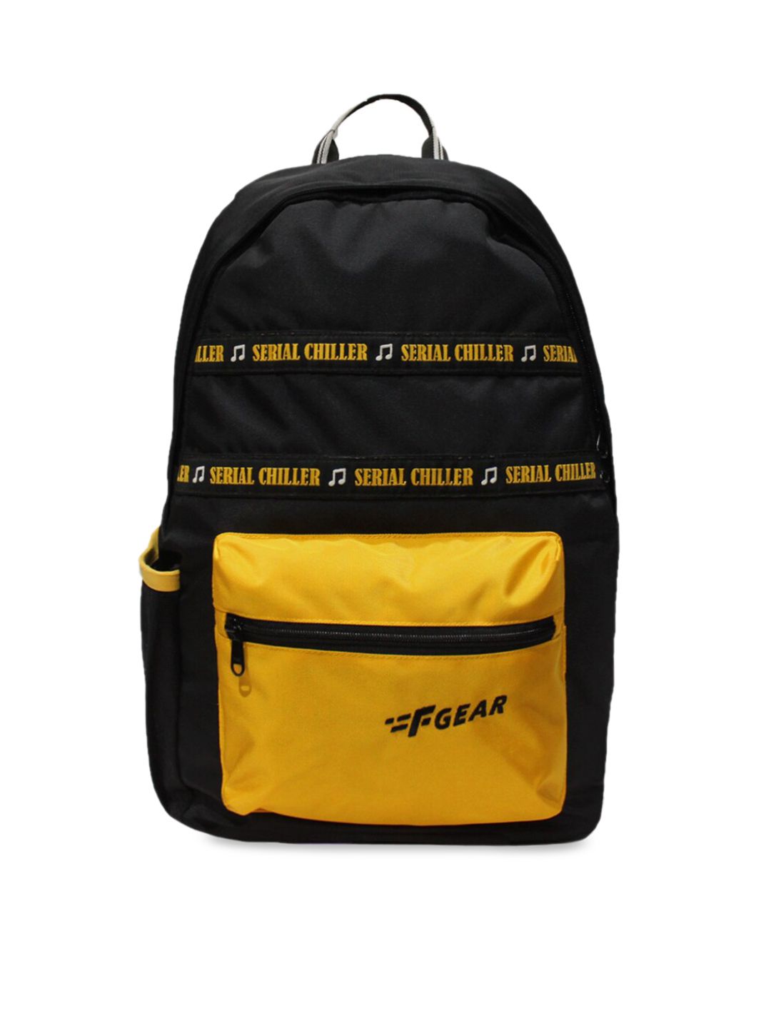 F Gear Unisex Black & Yellow Colourblocked Medium Backpack Price in India
