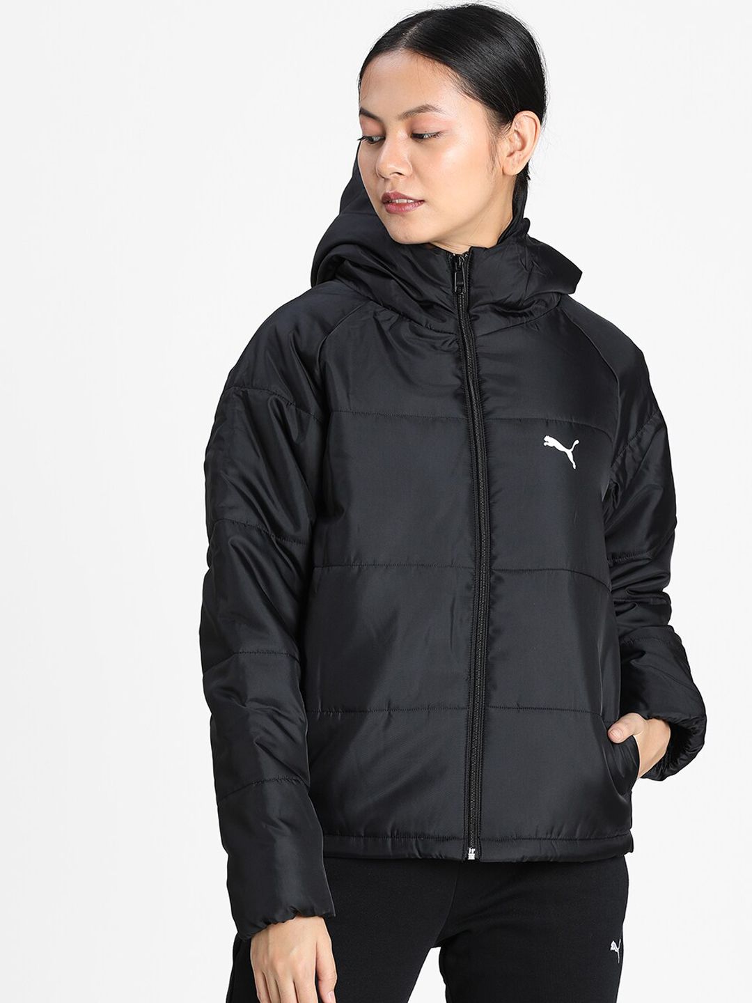 Puma Women Black Solid Padded Jacket Price in India