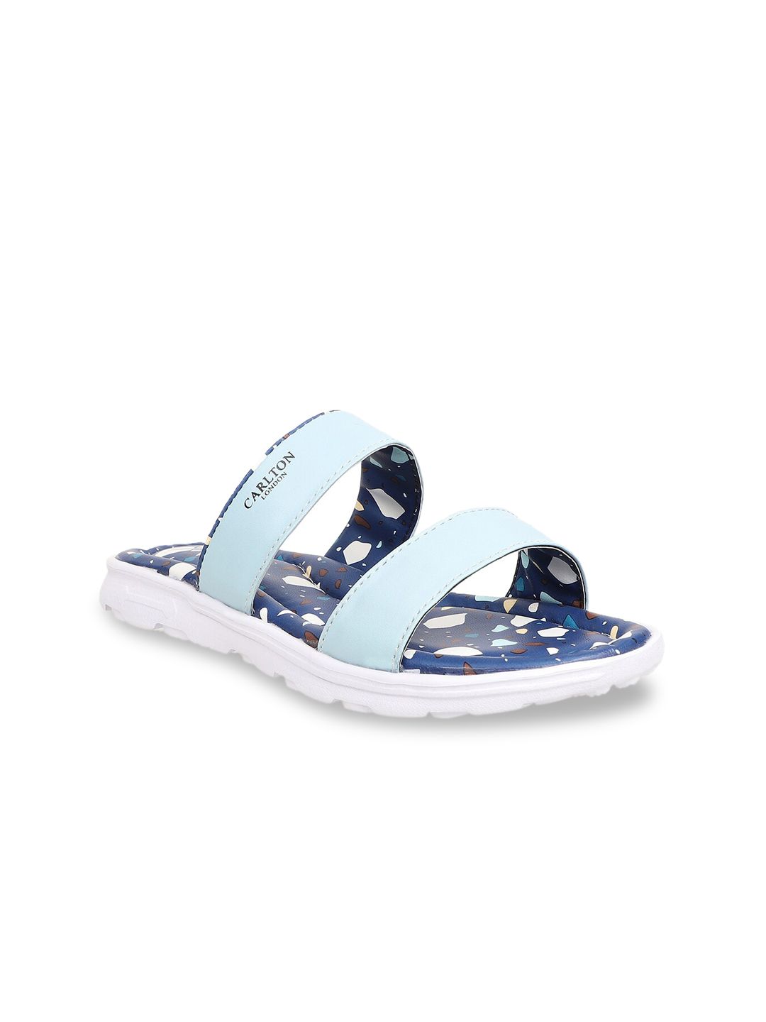 Carlton London sports Women Blue Printed Sliders Price in India