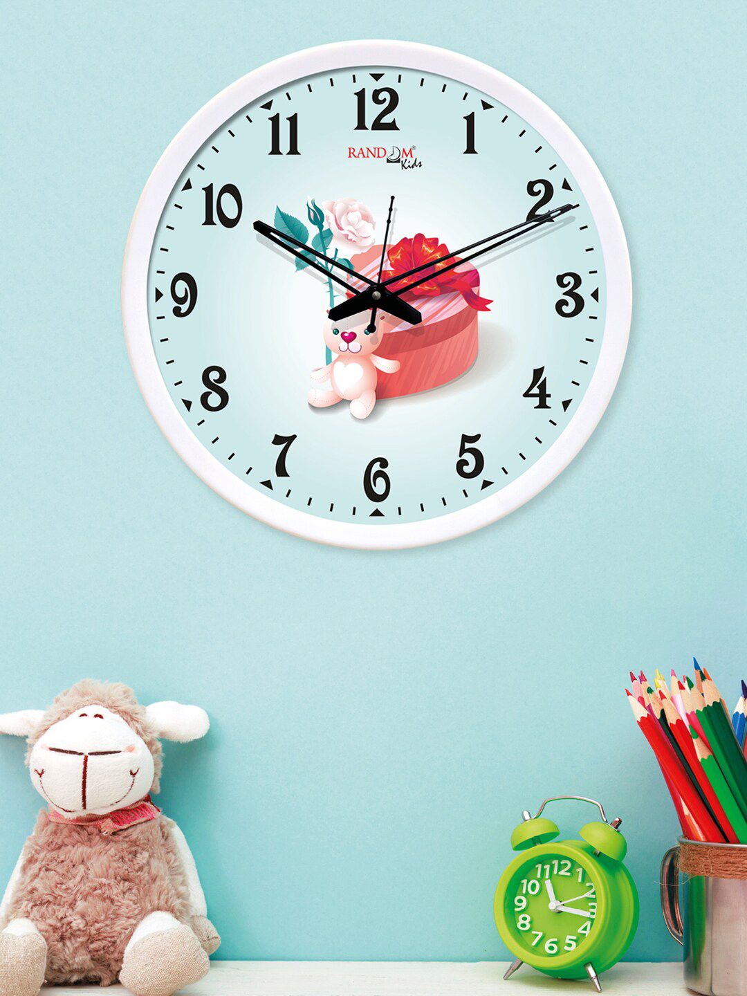 RANDOM Blue & Pink Round Printed Analogue Wall Clock Price in India