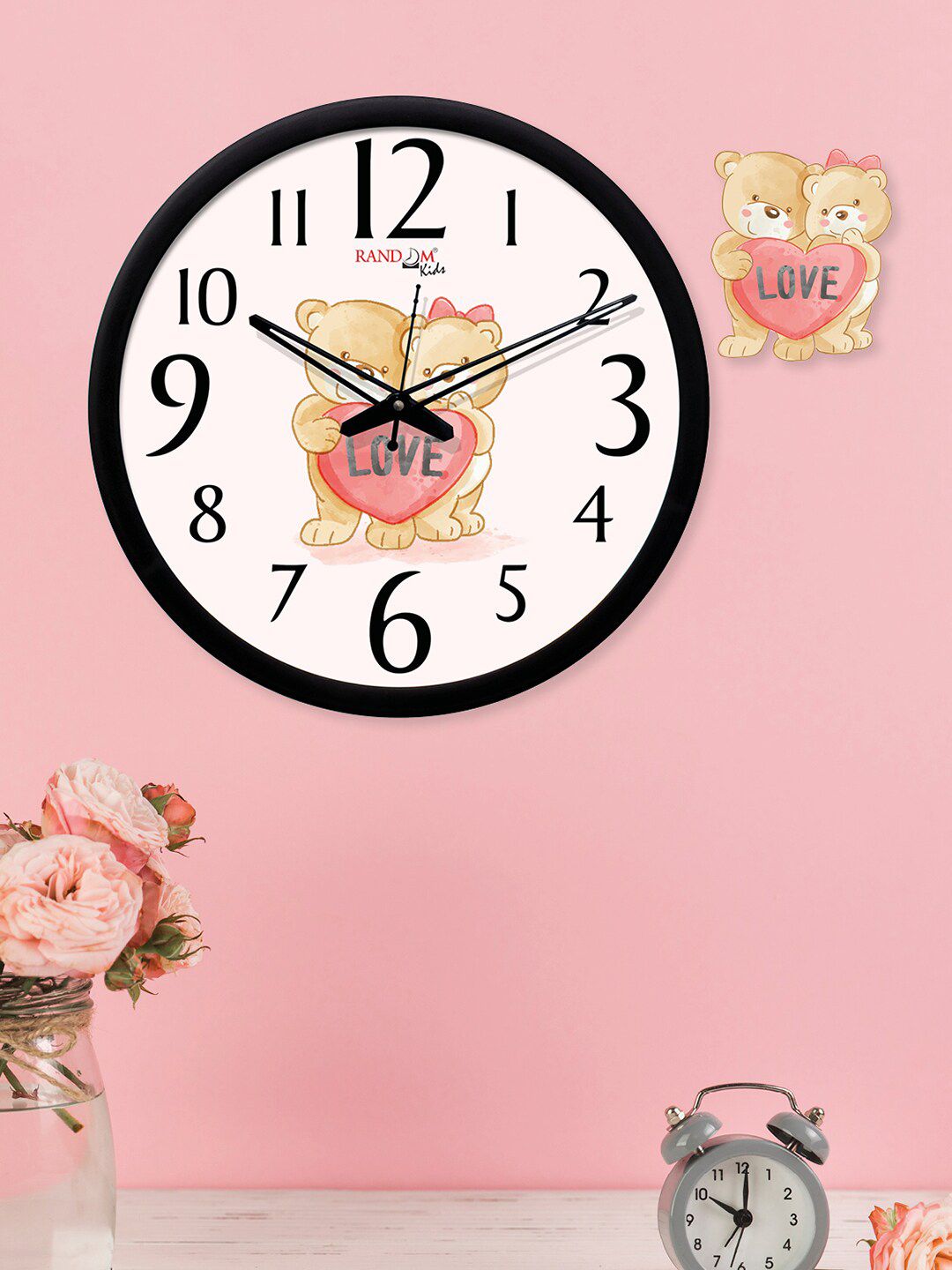 RANDOM Pink Round Printed Analogue Wall Clock Price in India