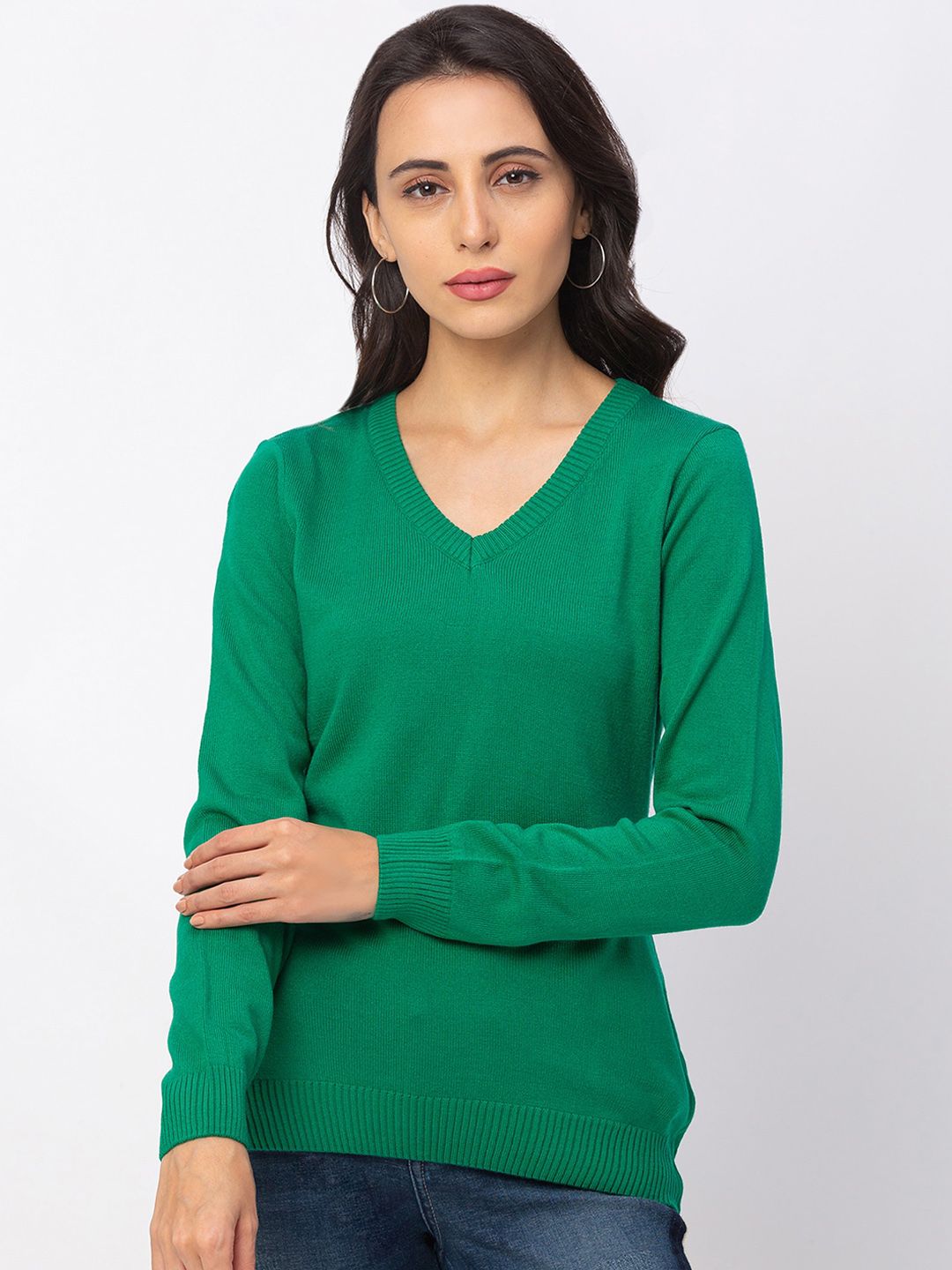 Globus Women Green Solid Pullover Price in India