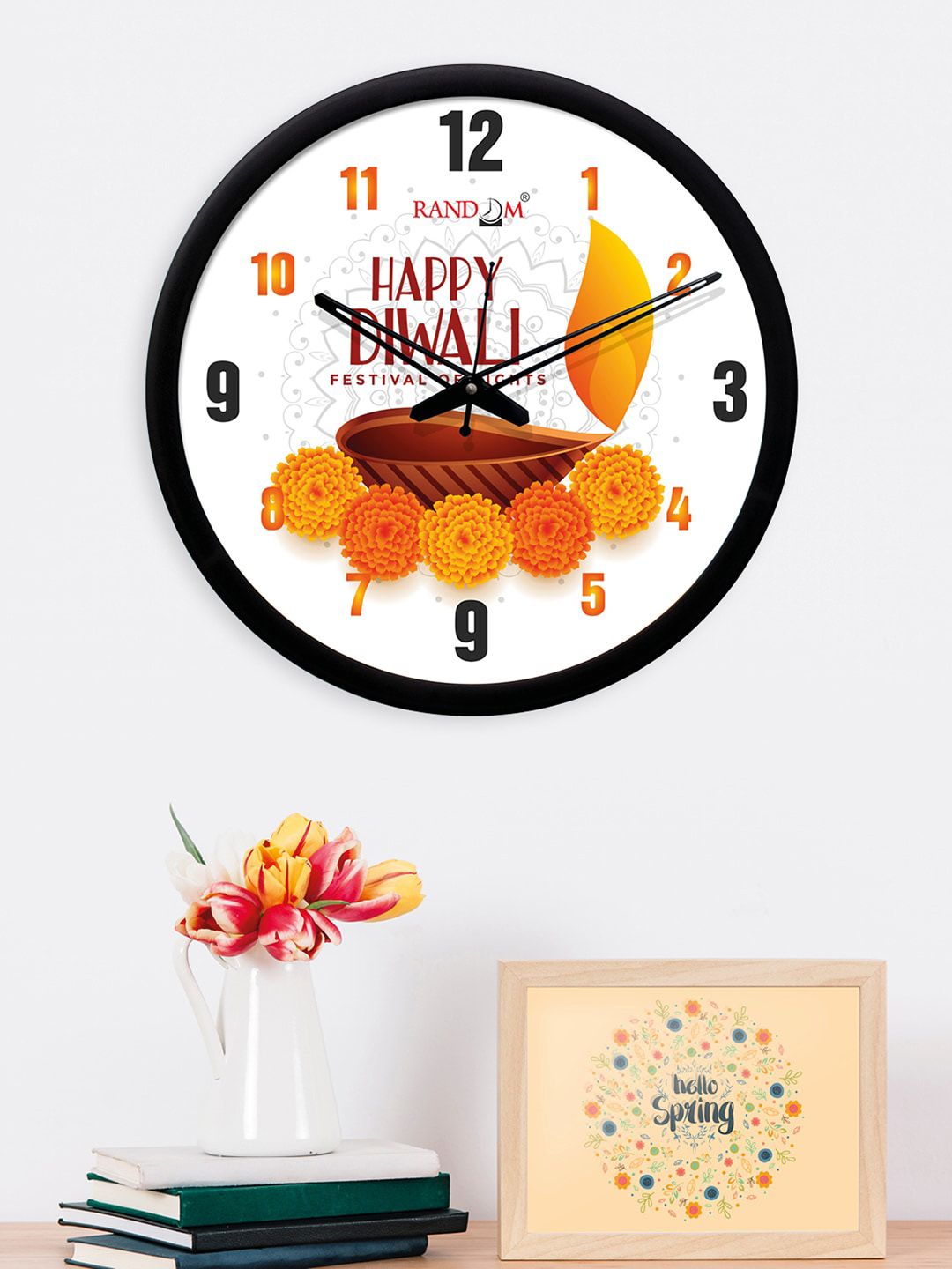 RANDOM White Round Printed 30cm Analogue Wall Clock Price in India