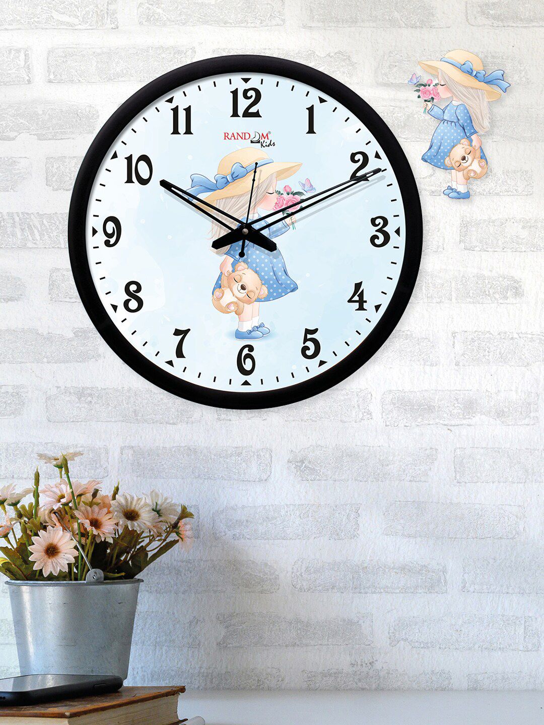 RANDOM Black & Blue Round Printed Analogue Wall Clock Price in India