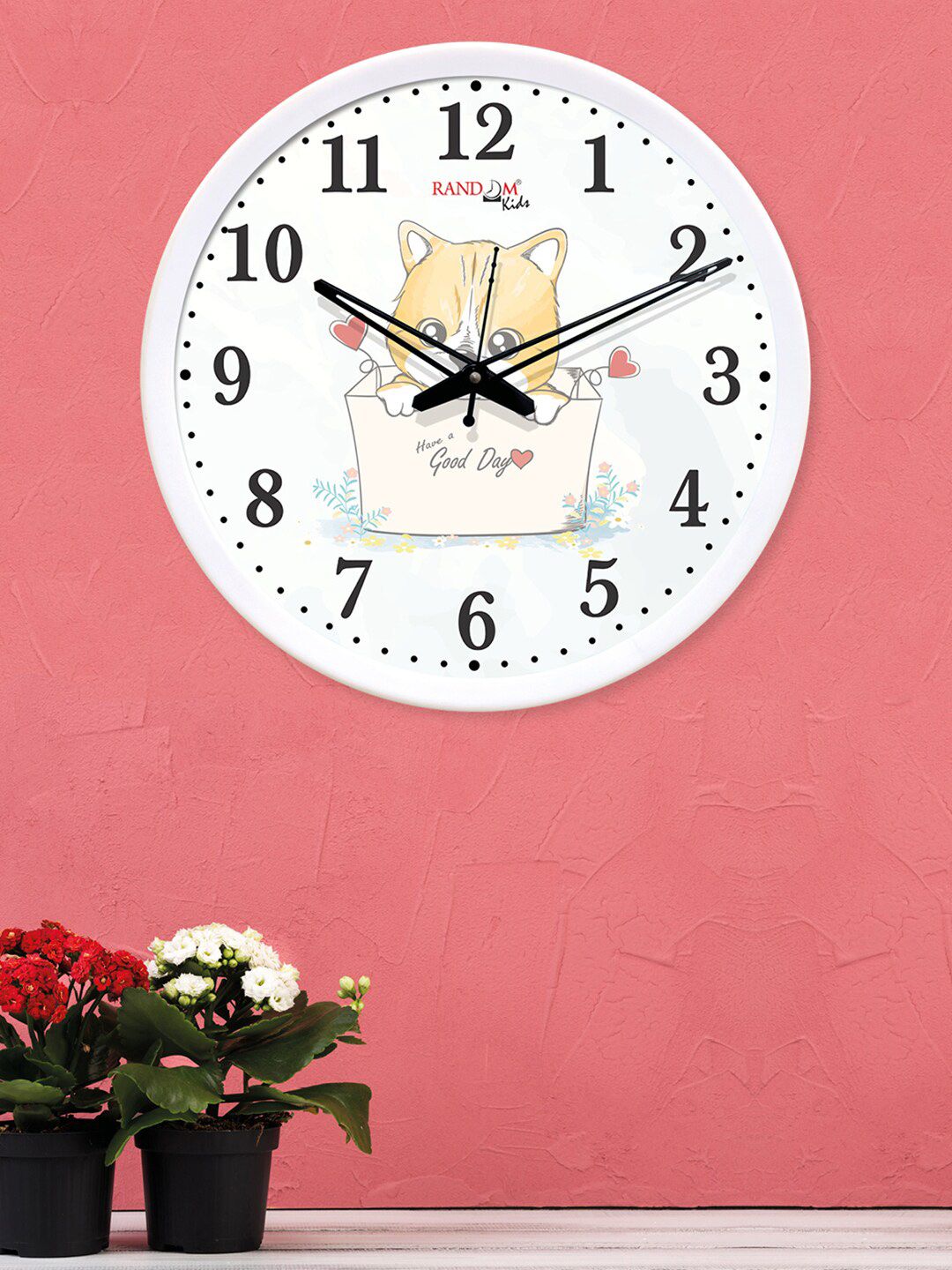 RANDOM White Round Printed 30.48cm Analogue Wall Clock Price in India