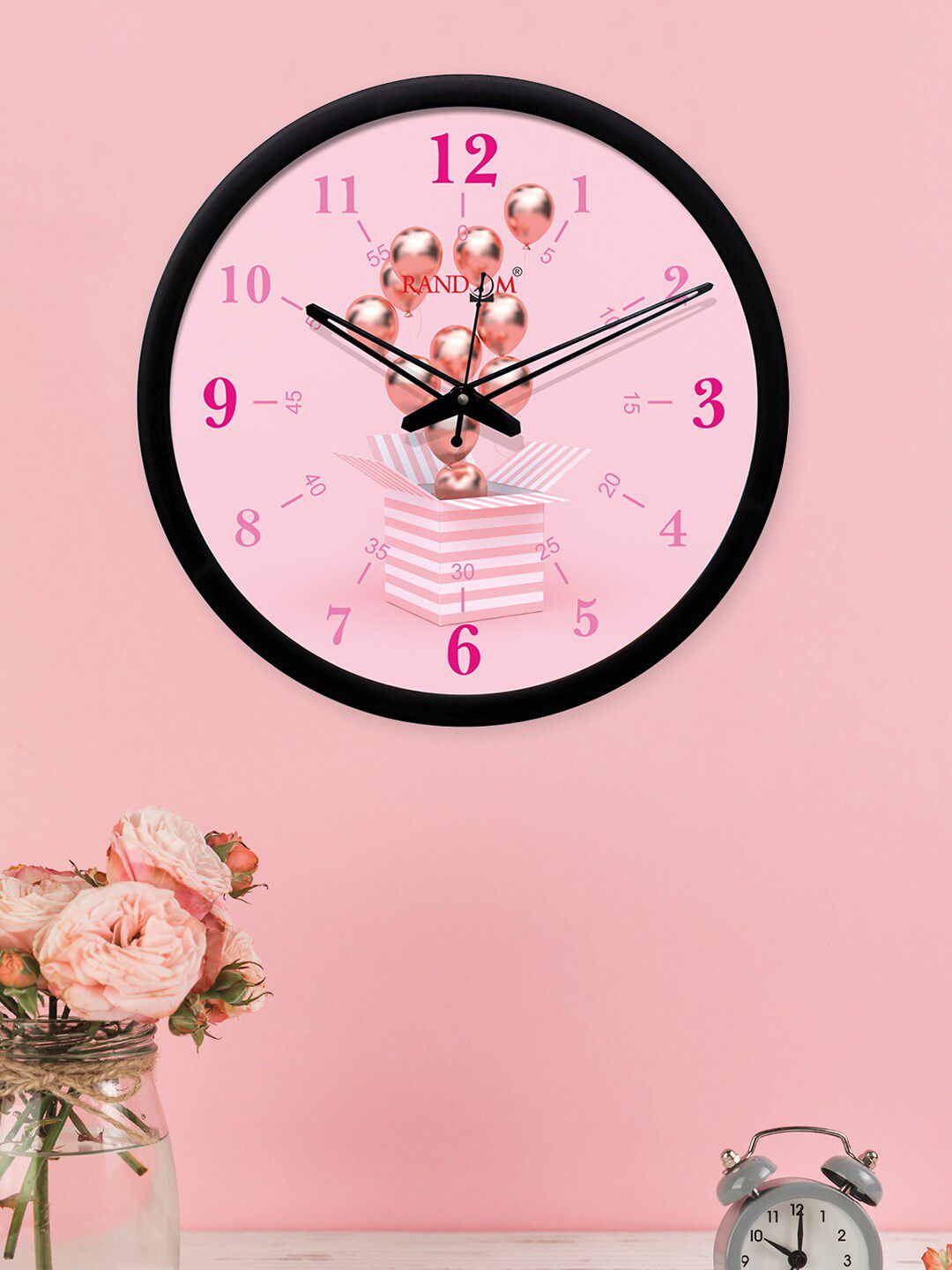 RANDOM Pink Round Printed 30 cm Analogue Wall Clock Price in India