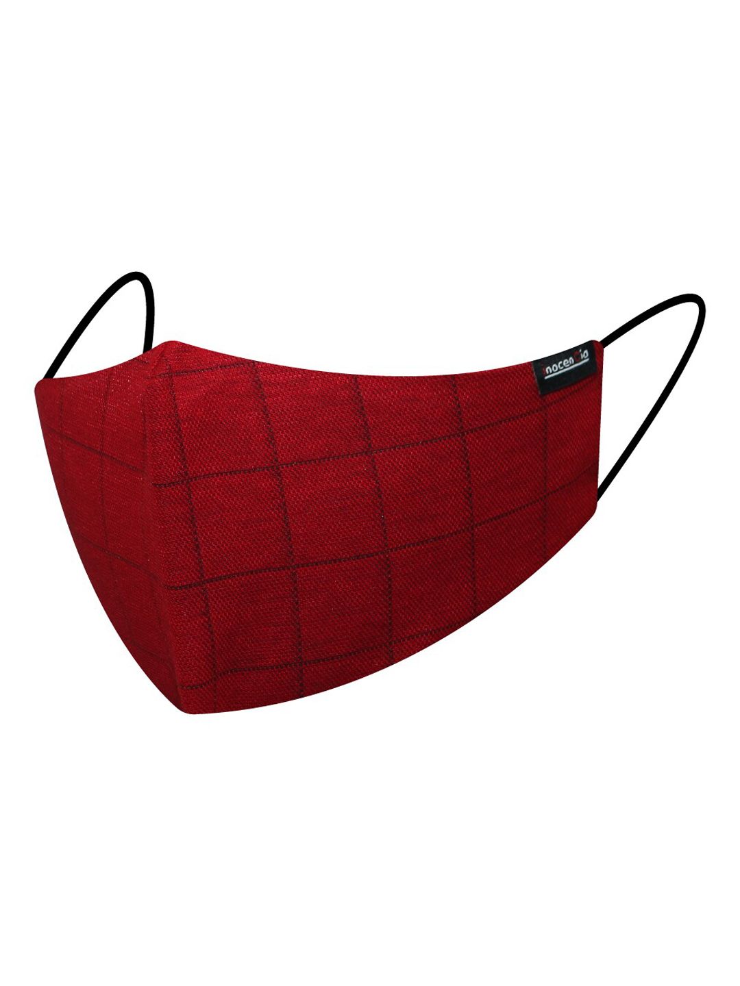 inocenCia Unisex Red 2-Ply Checked Reusable Cloth Mask Price in India
