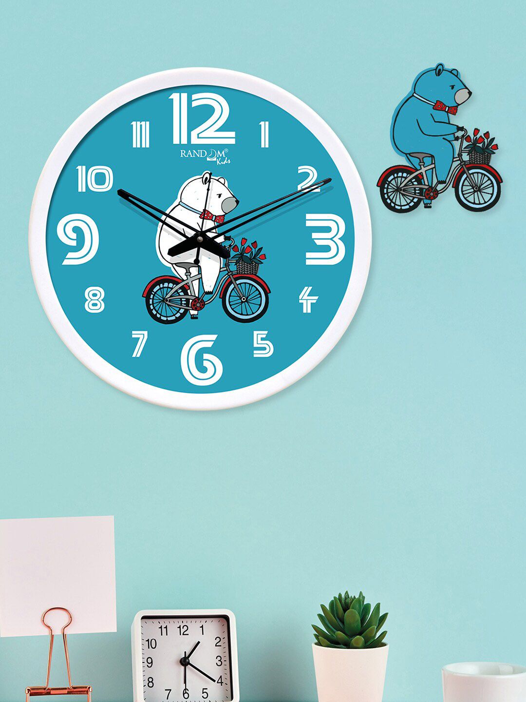 RANDOM White & Blue Round Printed 30.48 cm Analogue Wall Clock Price in India