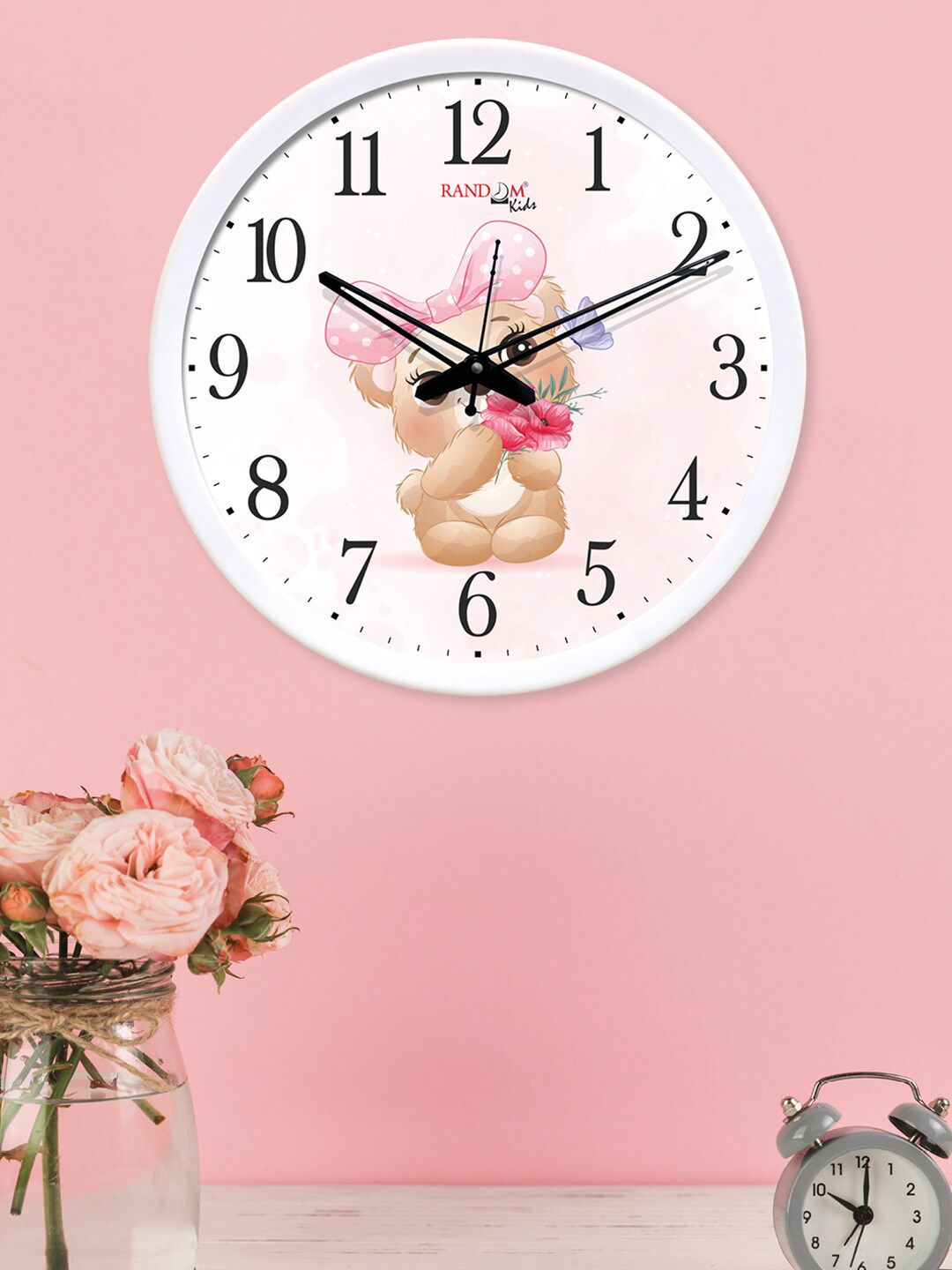 RANDOM White Round Printed Analogue Wall Clock Price in India