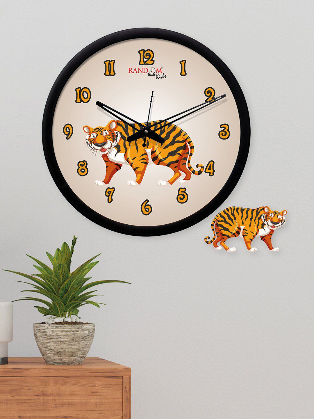 RANDOM Black & Peach-Coloured Round Printed 30.48 cm Analogue Wall Clock Price in India