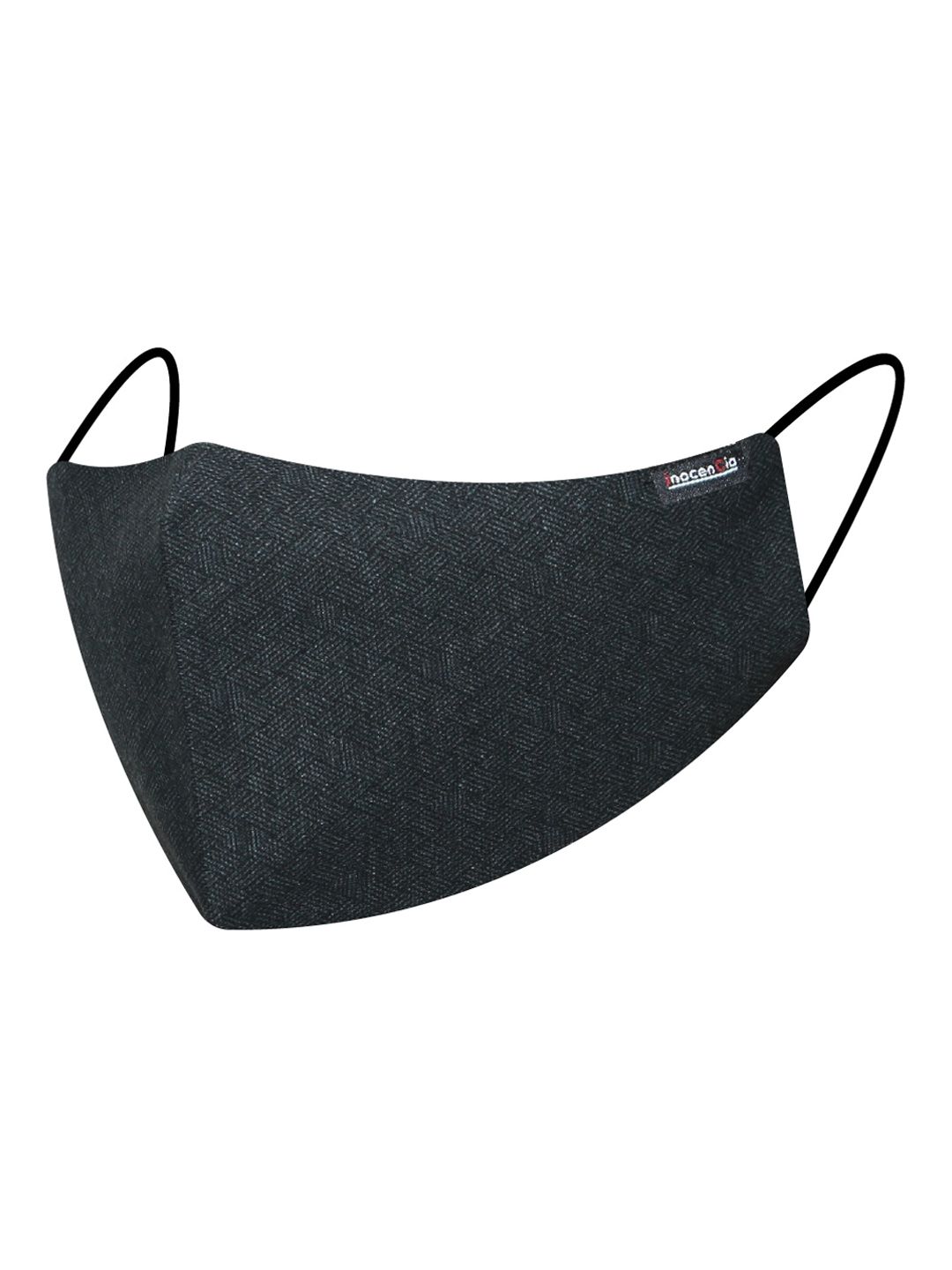 inocenCia Unisex Charcoal Grey Woven-Design 2-Ply Anti-Pollution Reusable Cloth Mask Price in India