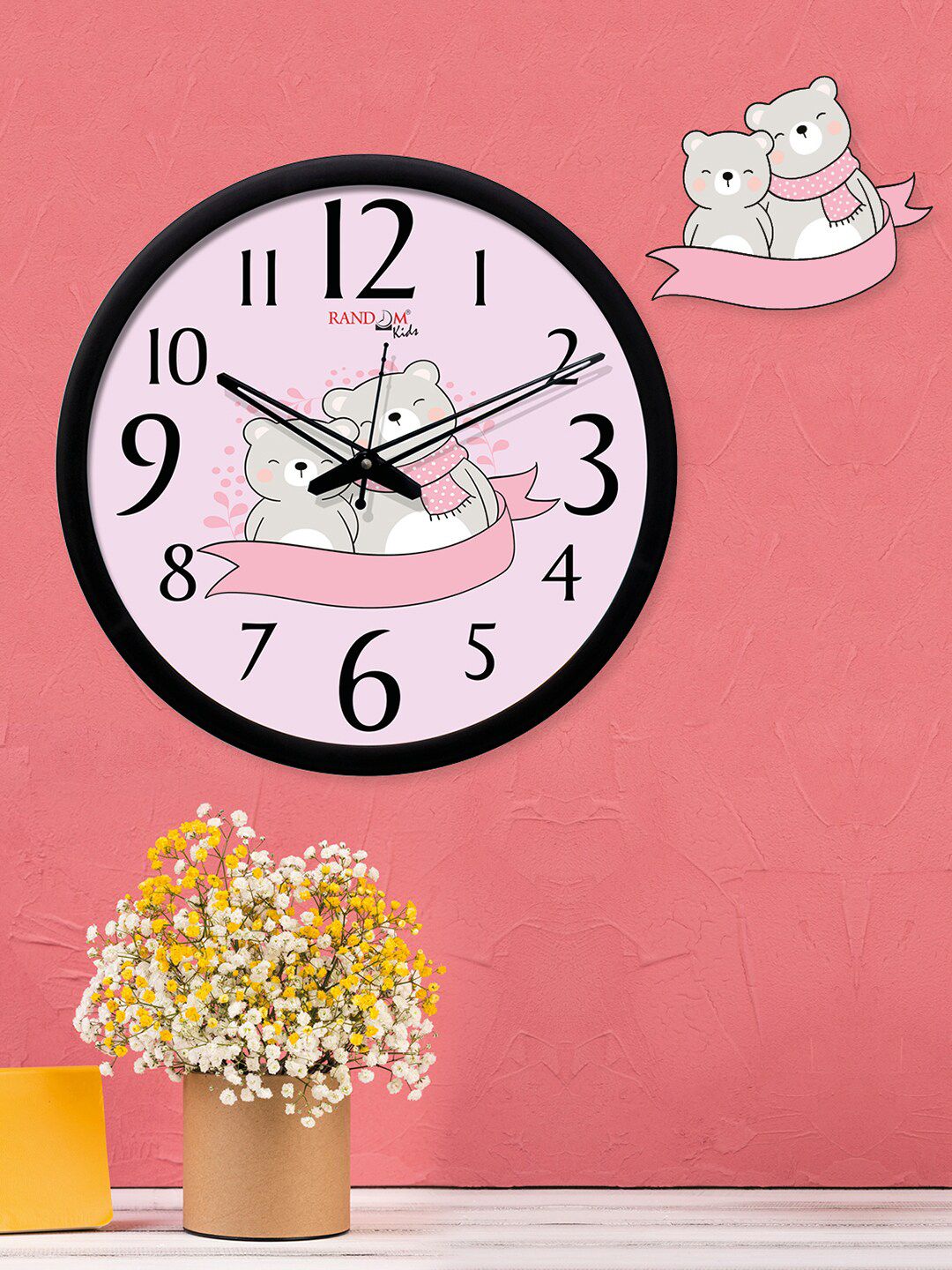 RANDOM Pink Round Printed 30 cm Analogue Wall Clock Price in India