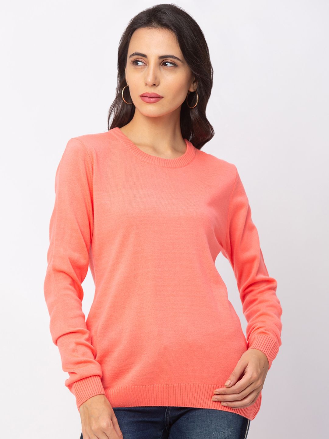 Globus Women Pink Solid Pullover Sweater Price in India