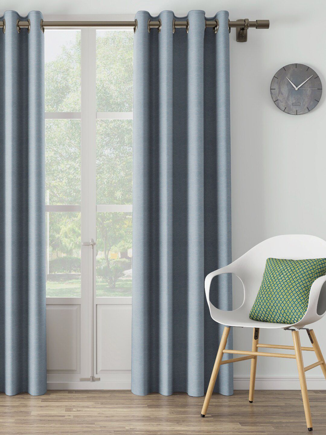 DDecor Blue Geometric Single Long Door Curtain Price in India