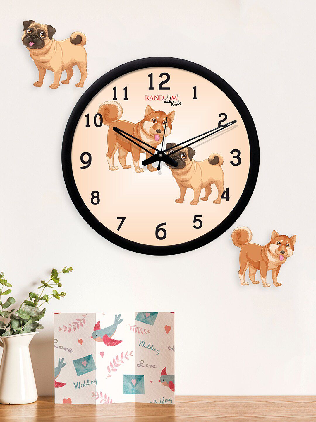 RANDOM Beige Round Printed 30 cm Analogue Wall Clock Price in India