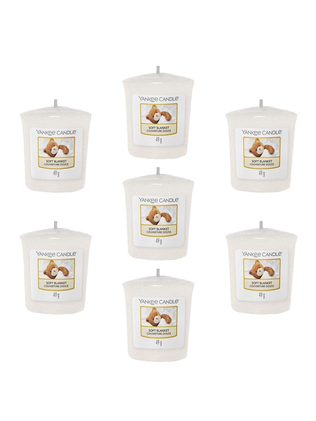 YANKEE CANDLE Set Of 7 Off-White Solid Classic Votive Soft Blanket Scented Candles Price in India