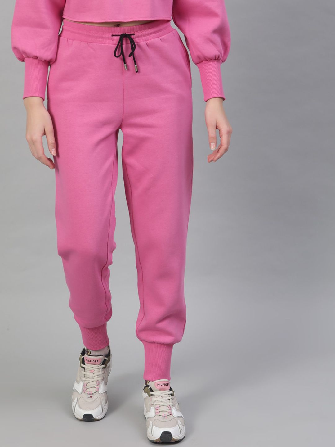 STREET 9 Women Pink Regular Fit Solid Joggers Price in India