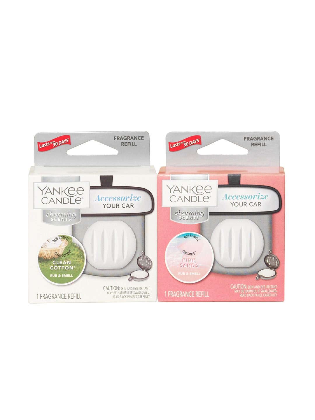 YANKEE CANDLE Set Of 2 White Clean Cotton and Pink Sands Fragrance Spheres Air Freshener Price in India