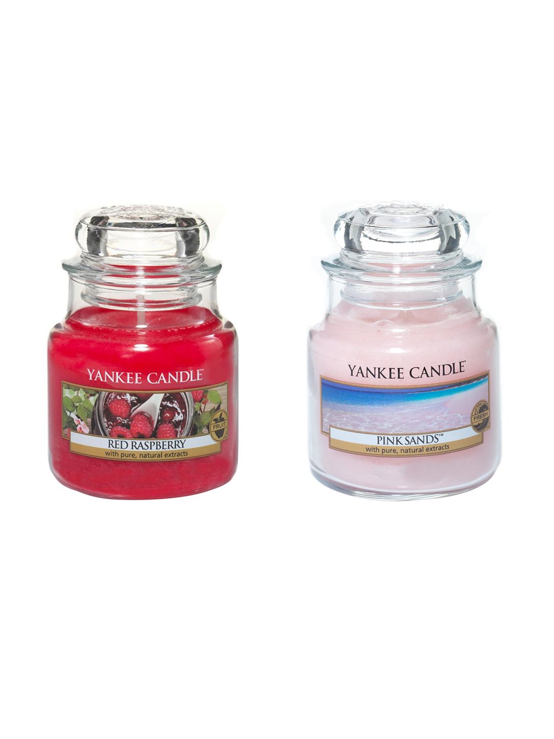 YANKEE CANDLE Set Of 2 Pink Sands & Red Raspberry Scented Jar Candles Price in India