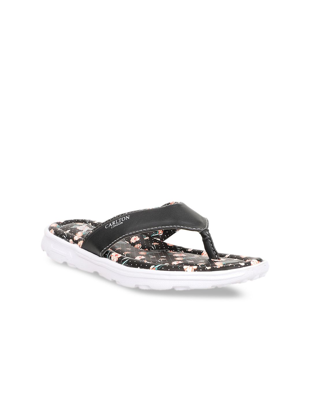 Carlton London sports Women Black Printed Thong Flip-Flops Price in India