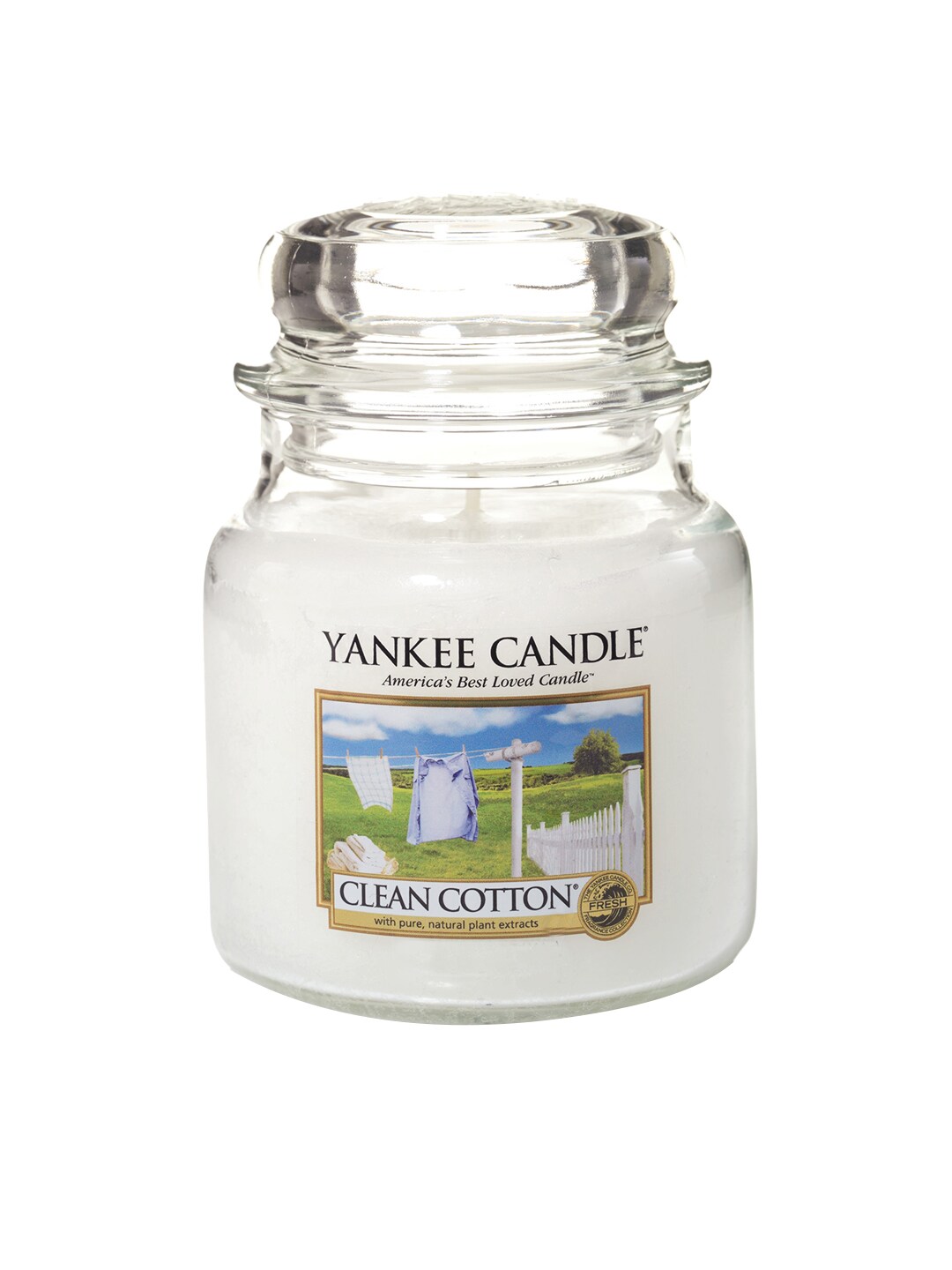 YANKEE CANDLE White Classic Medium Jar Clean Cotton Scented Candles Price in India