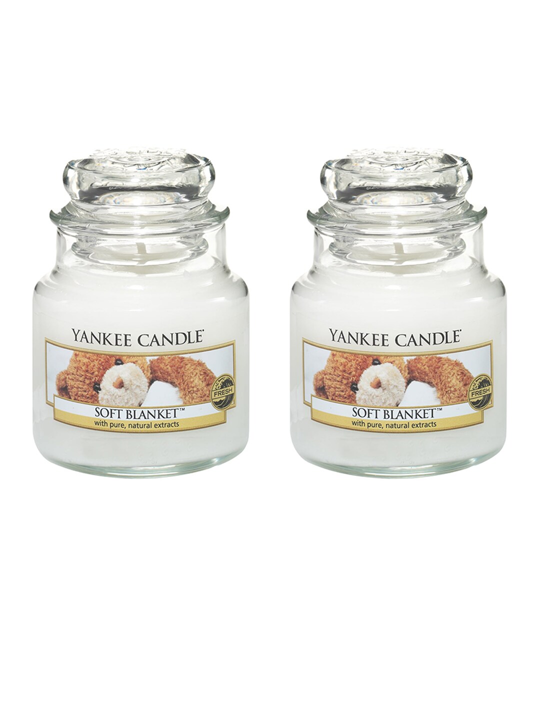 YANKEE CANDLE Set Of 2 White Solid Soft Blanket Scented Jar Candles Price in India