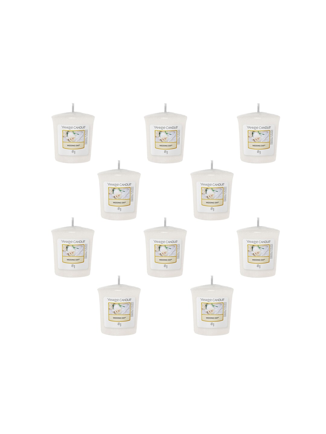 YANKEE CANDLE Set Of 10 White Classic Votive Wedding Day Scented Candles Price in India