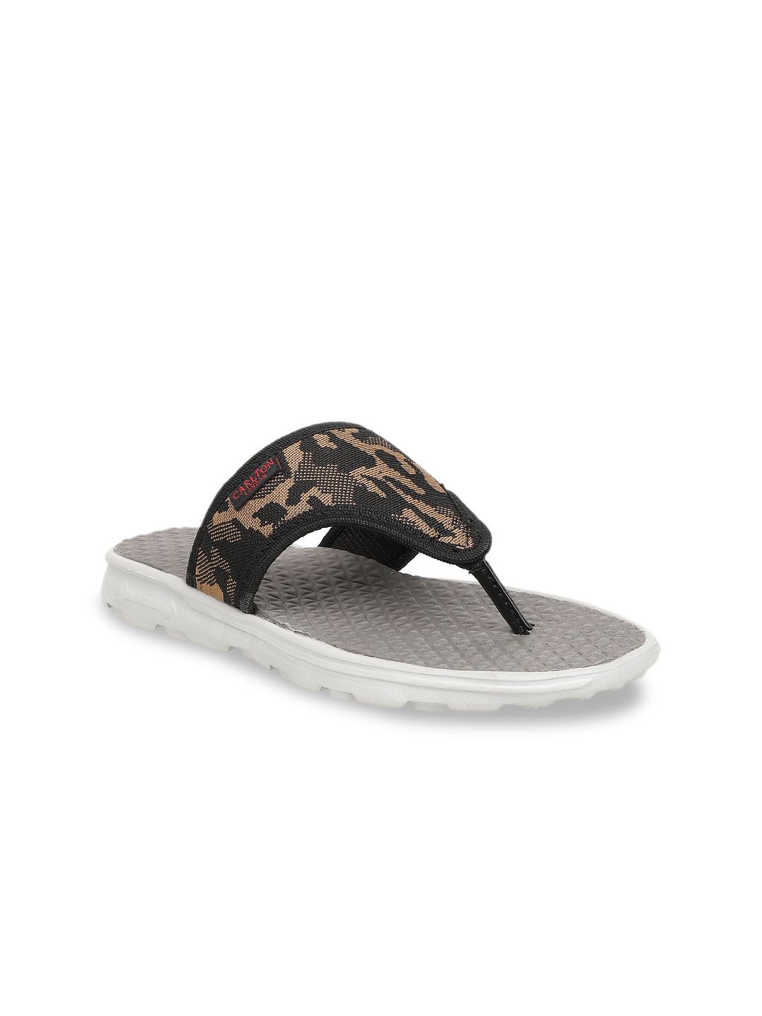 Carlton London sports Women Black & Beige Self Design Thong Flip-Flops Price in India