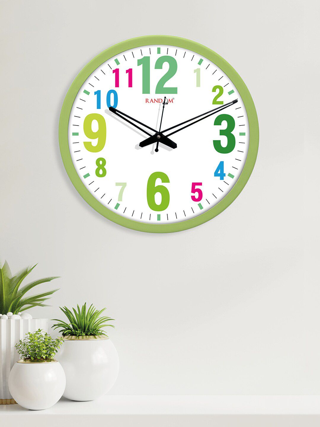 RANDOM Green & White Solid 30.48 cm Analogue Wall Clock Price in India