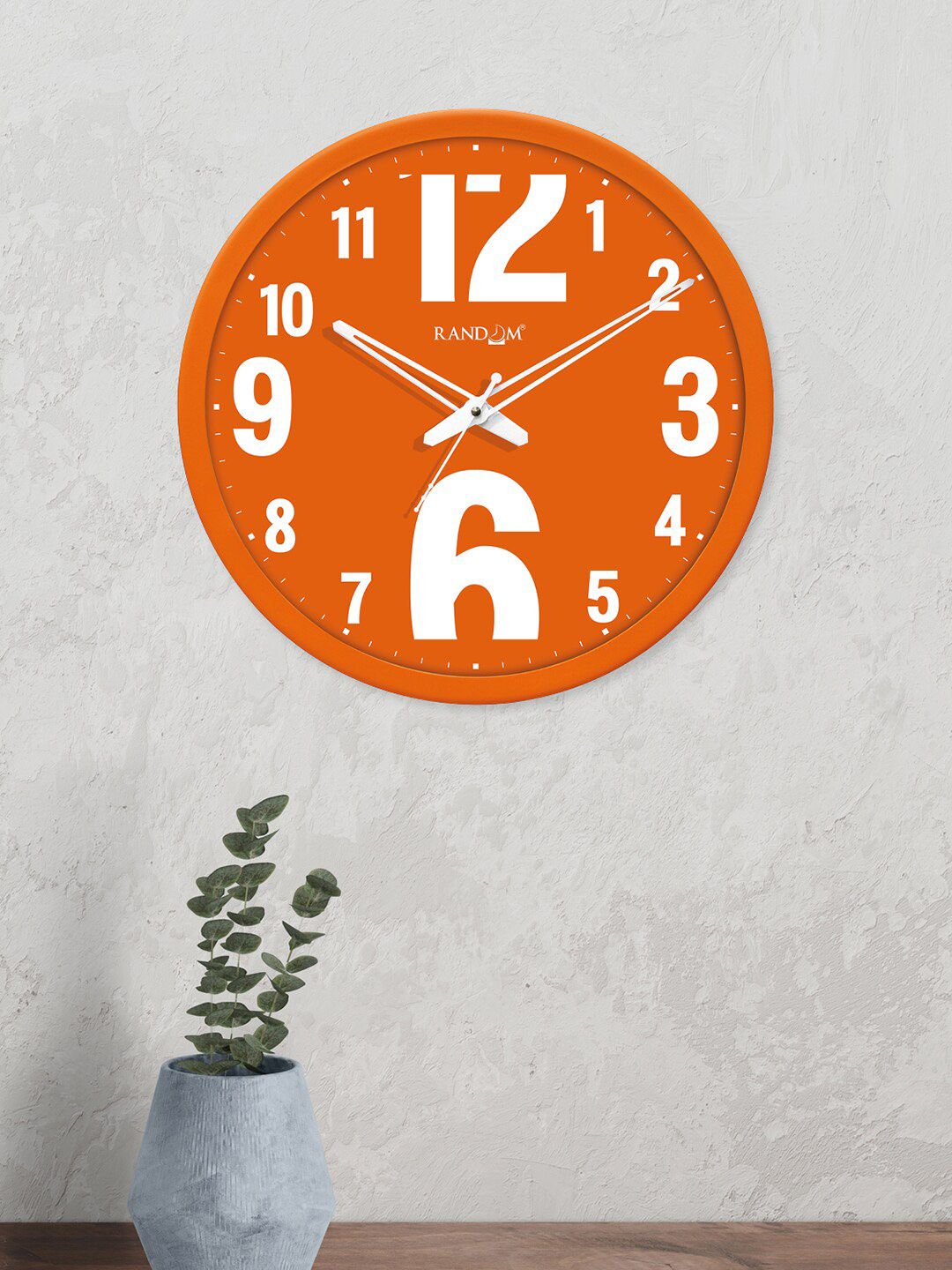 RANDOM Orange & White Printed Round Analogue Wall Clock Price in India