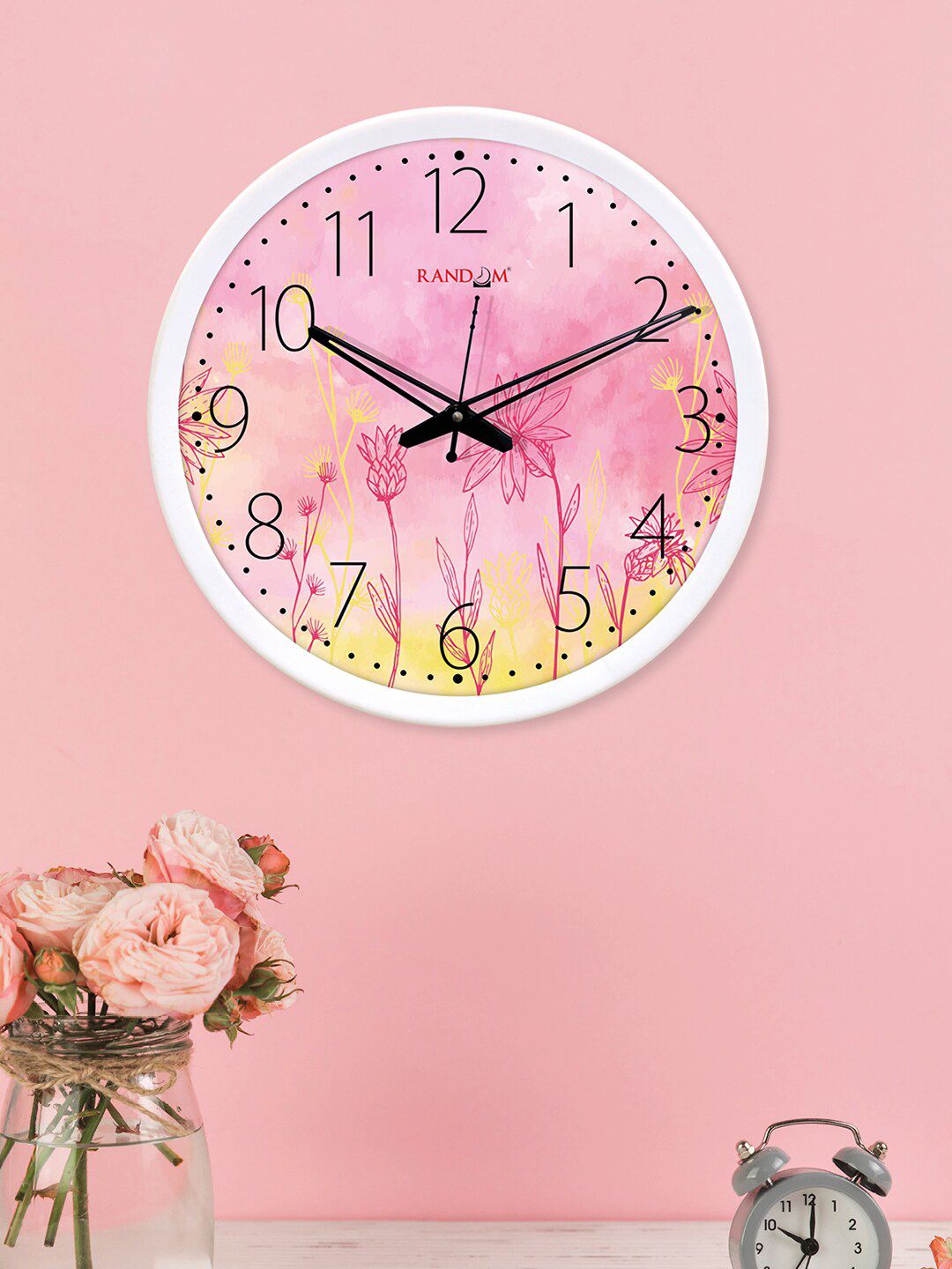 RANDOM Pink Dial Round Printed 30 cm Analogue Wall Clock Price in India