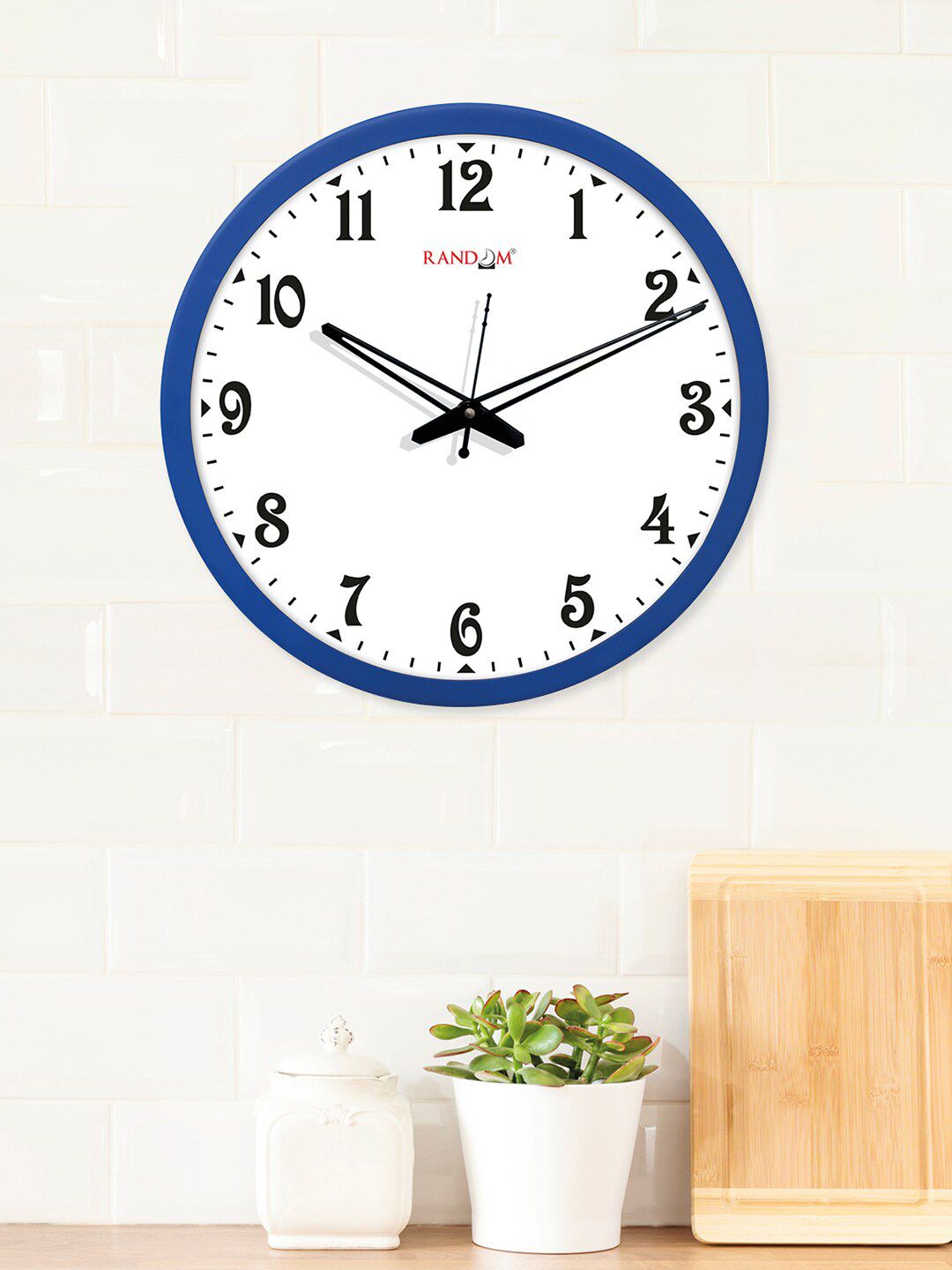 RANDOM Blue & Black Printed Round Analogue Wall Clock Price in India