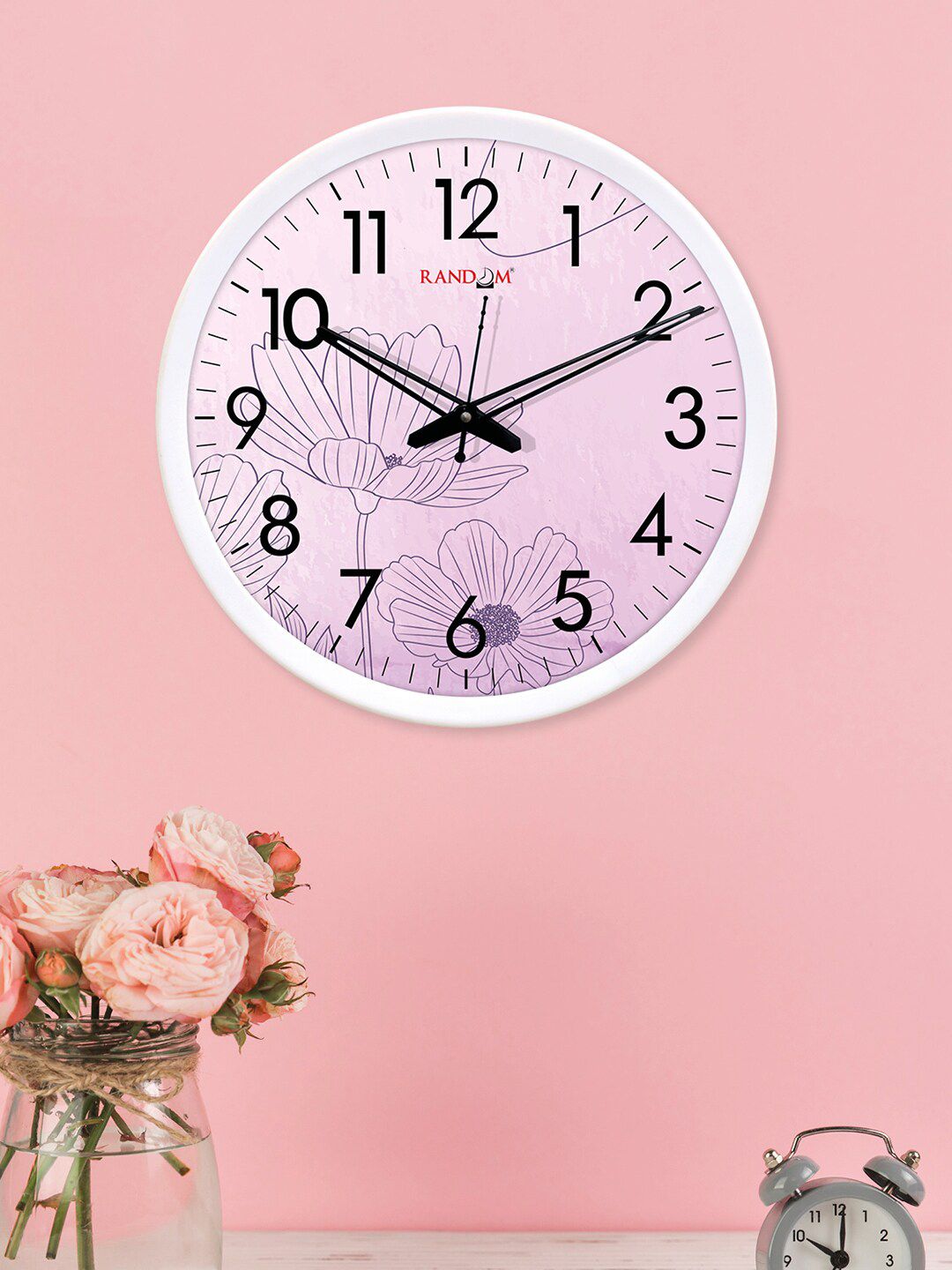 RANDOM Pink Dial Round Printed 30 cm Analogue Wall Clock Price in India