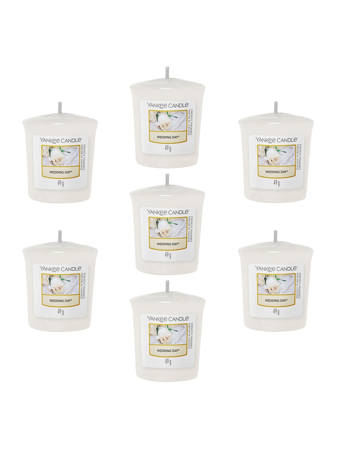 YANKEE CANDLE Pack of 7 White Classic Large Jar Wedding Day Scented Candles Price in India
