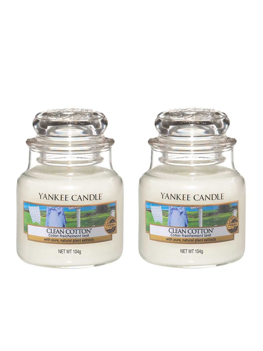 YANKEE CANDLE Set of 2 White Classic Jar Clean Cotton Scented Candles Price in India
