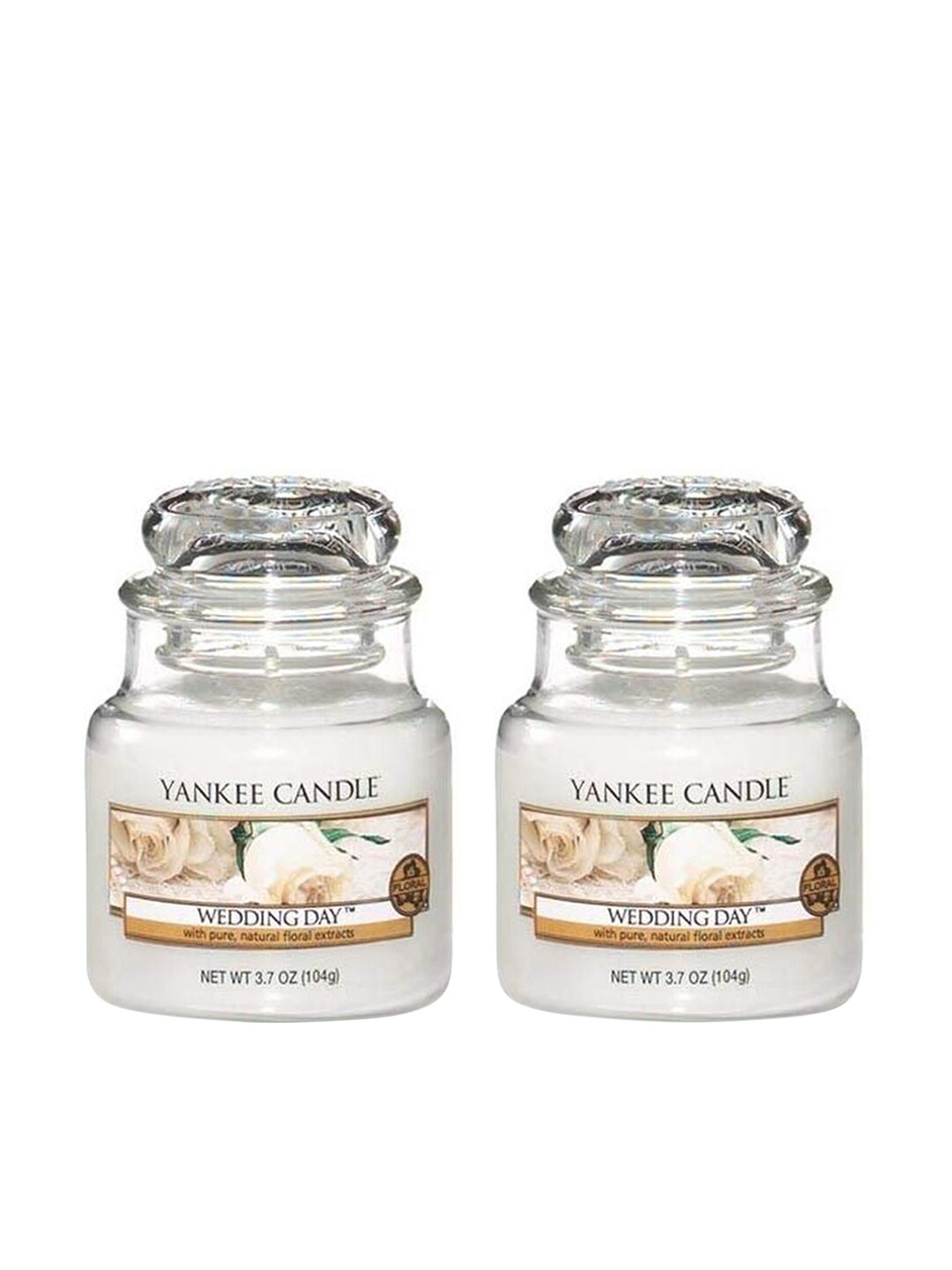 YANKEE CANDLE Set Of 2 White Classic Wedding Day Scented Jar Candles Price in India
