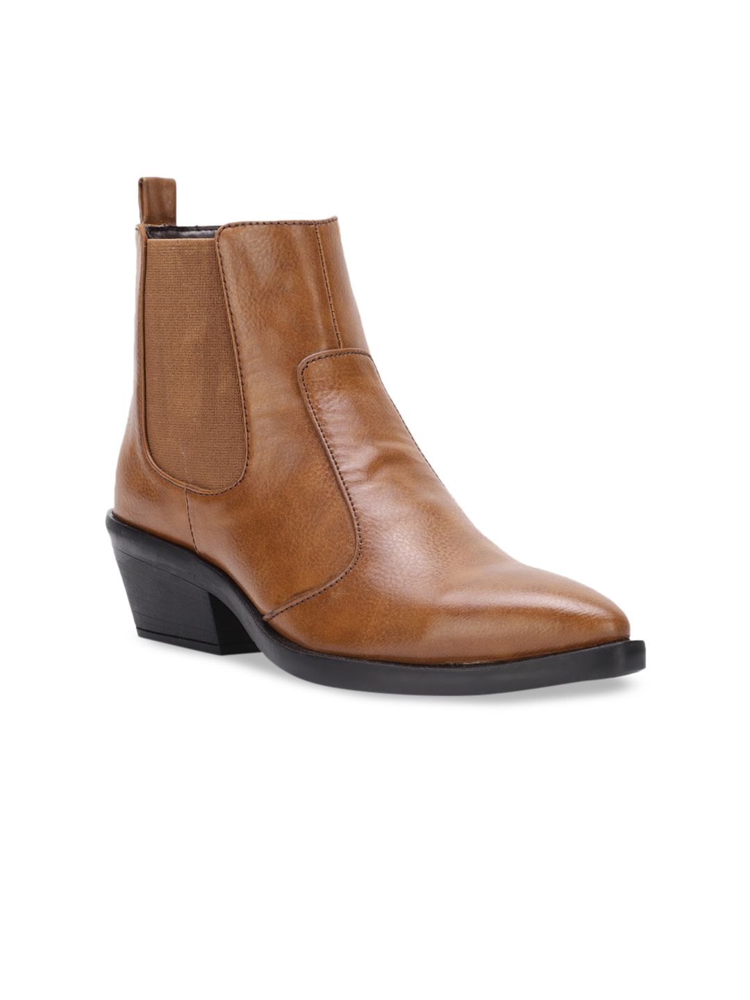 Bruno Manetti Women Tan Brown Solid Heeled Boots Price in India