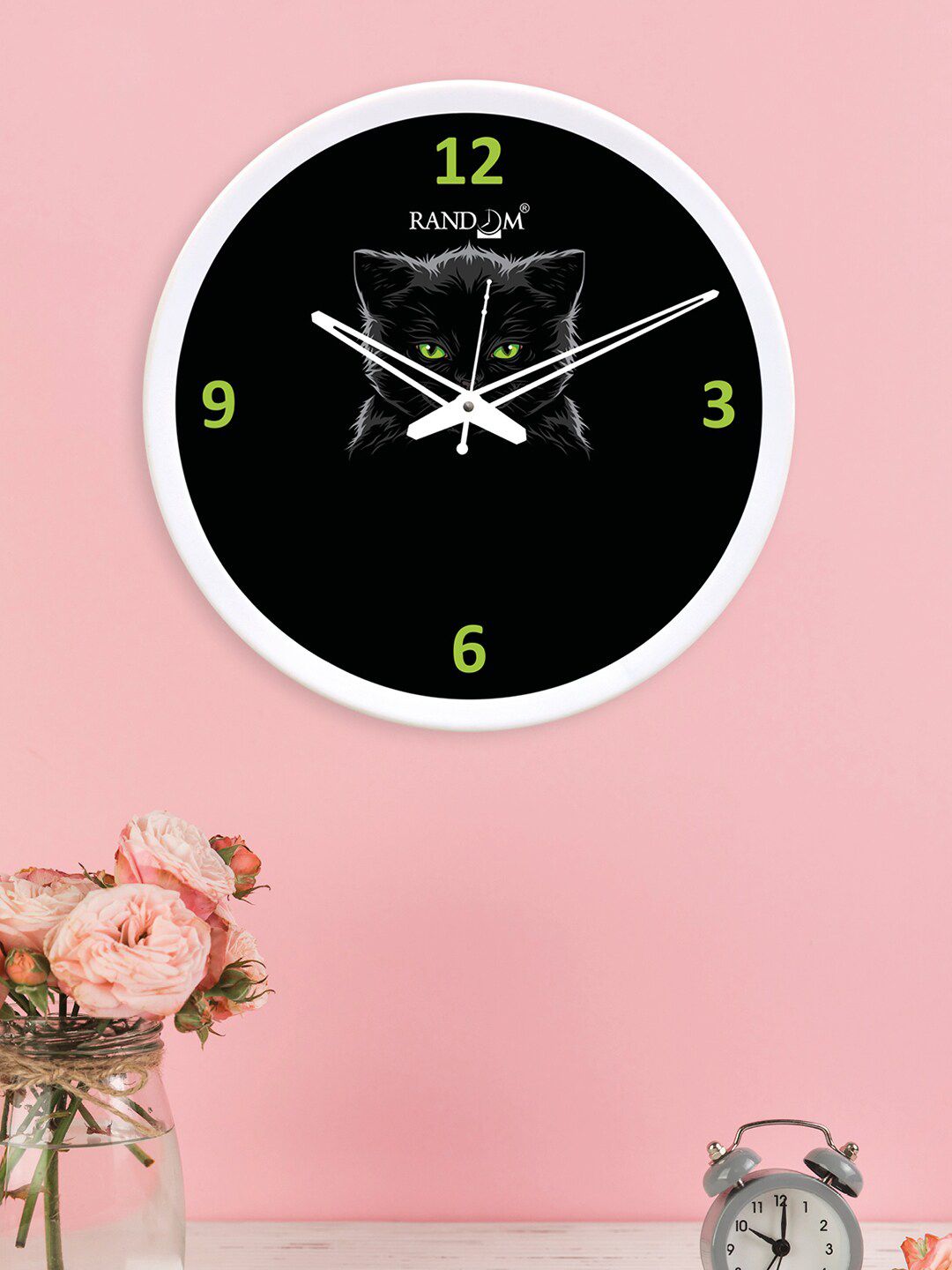 RANDOM Black Round Printed 30Cm Analogue Wall Clock Price in India