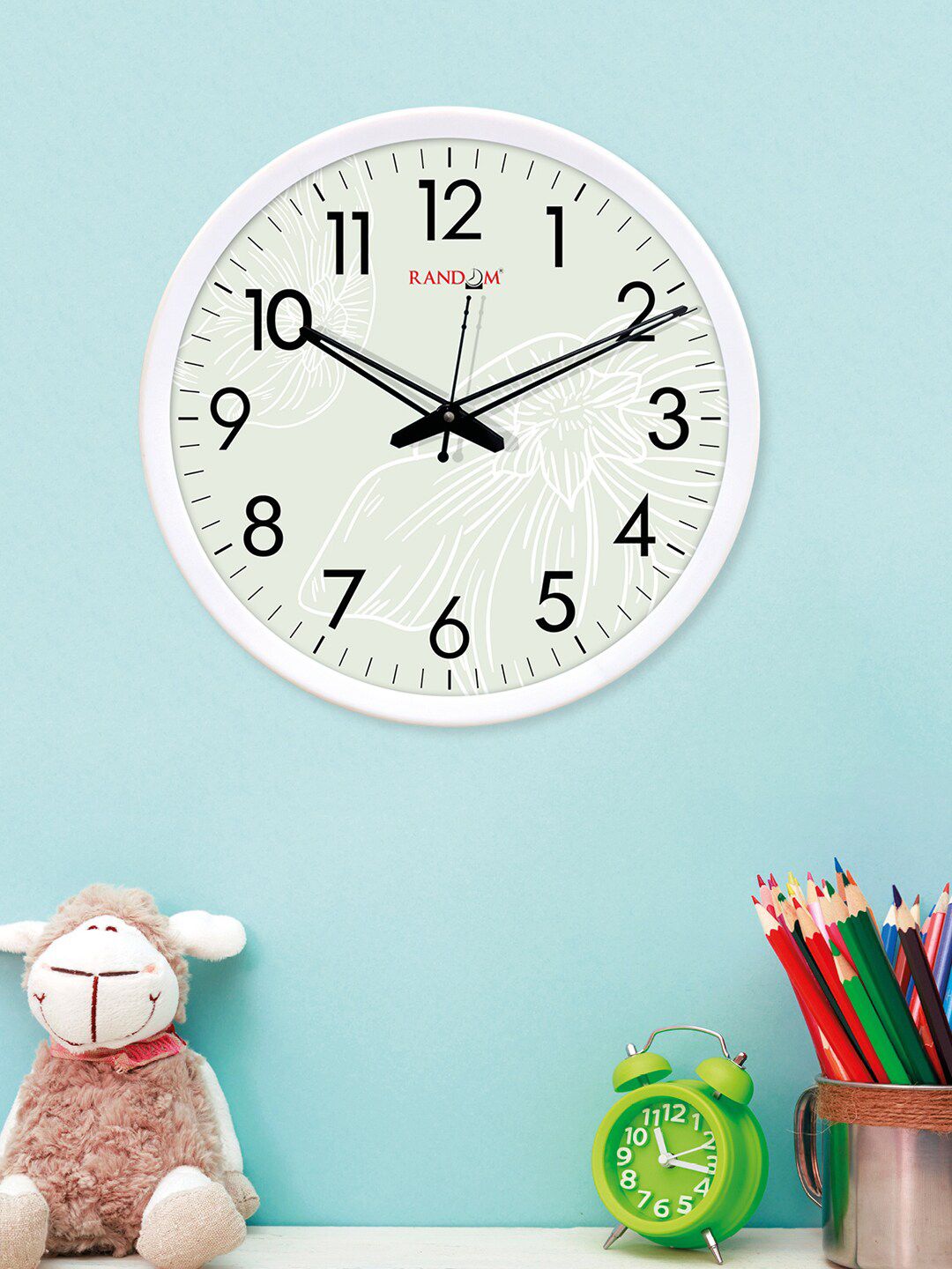 RANDOM White Round Printed 30.48 cm Analogue Wall Clock Price in India